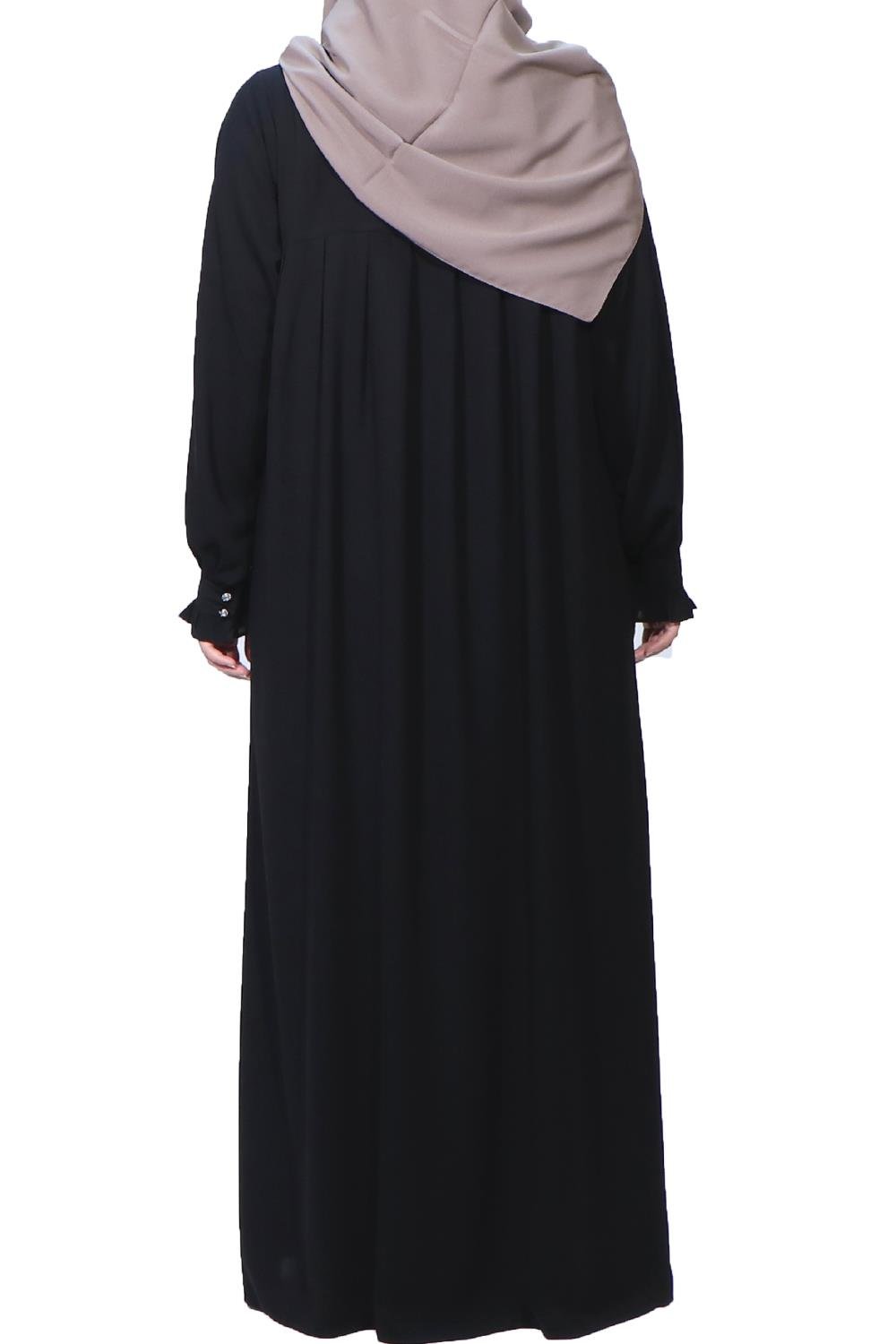 MEDİNE İPEĞİ DÜZ ROBALI  ELBİSE - SİYAH Elbise
