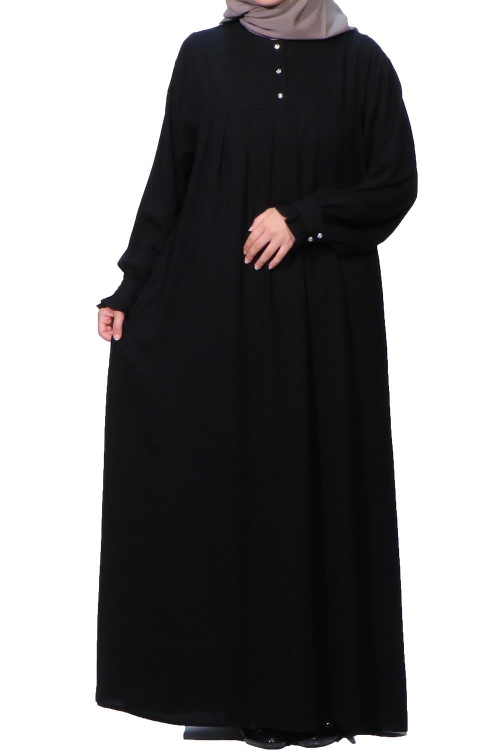 MEDİNE İPEĞİ DÜZ ROBALI  ELBİSE - SİYAH Elbise