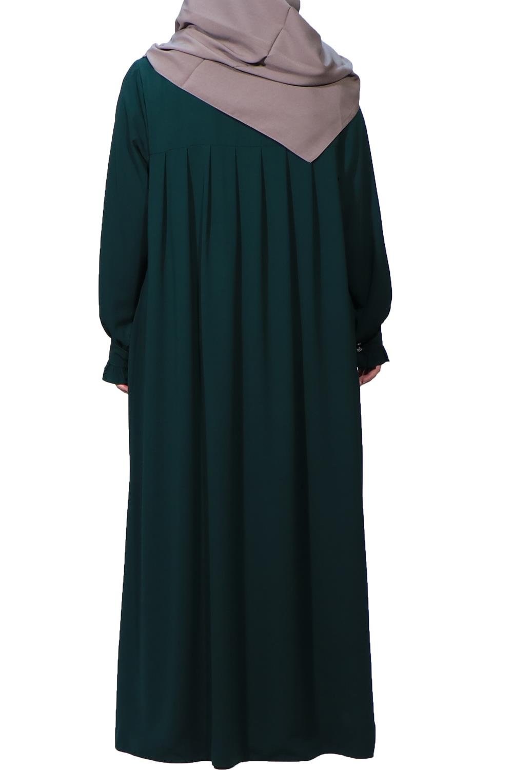 MEDİNE İPEĞİ DÜZ ROBALI  ELBİSE - ZÜMRÜT Elbise