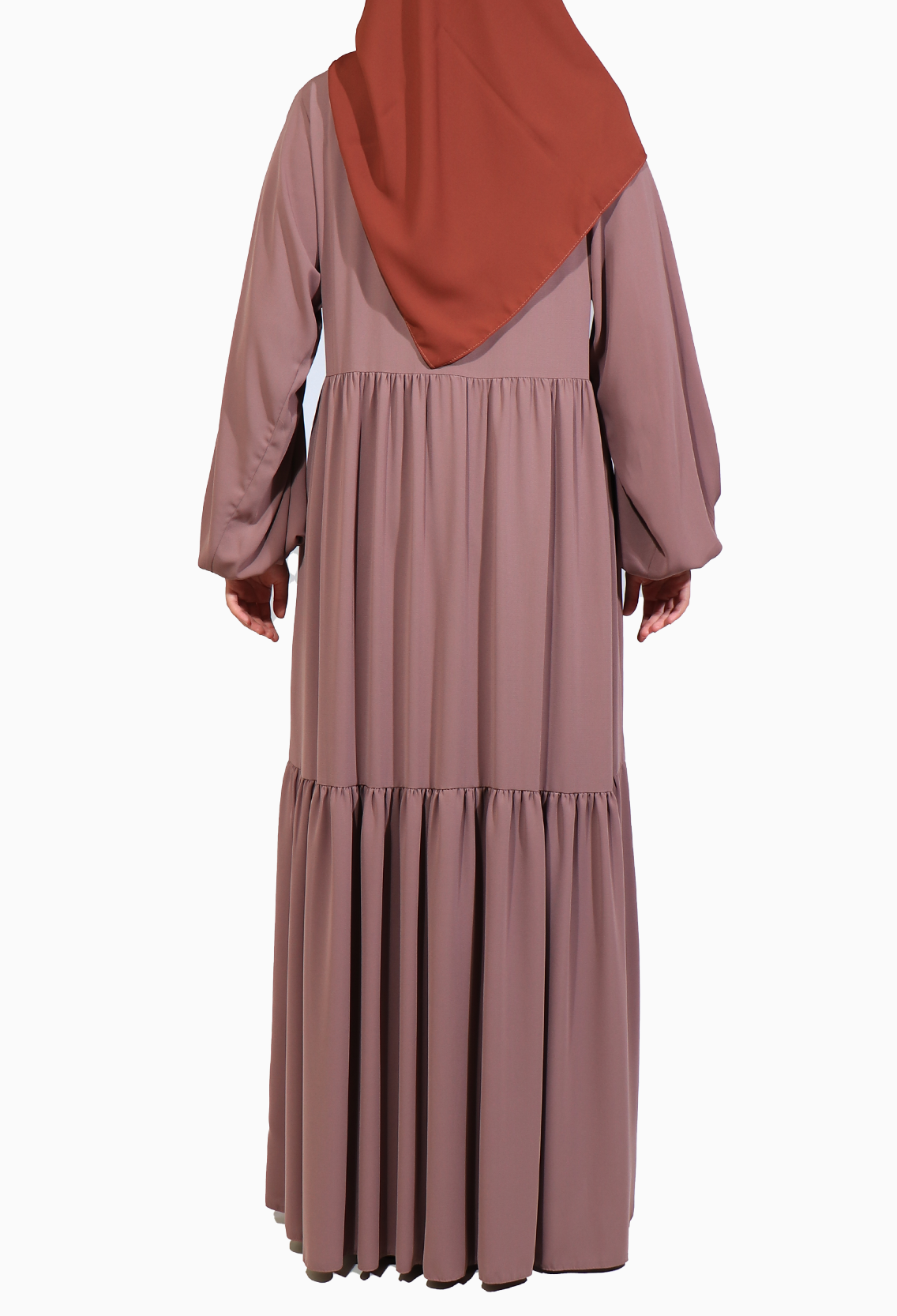 MEDİNE İPEĞİ  İKİ İKATLI ELBİSE - VİZON Elbise