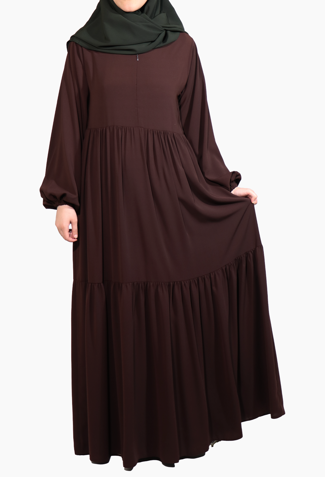 MEDİNE İPEĞİ DÜŞÜK ROBALI ELBİSE  - KİREMİT Elbise