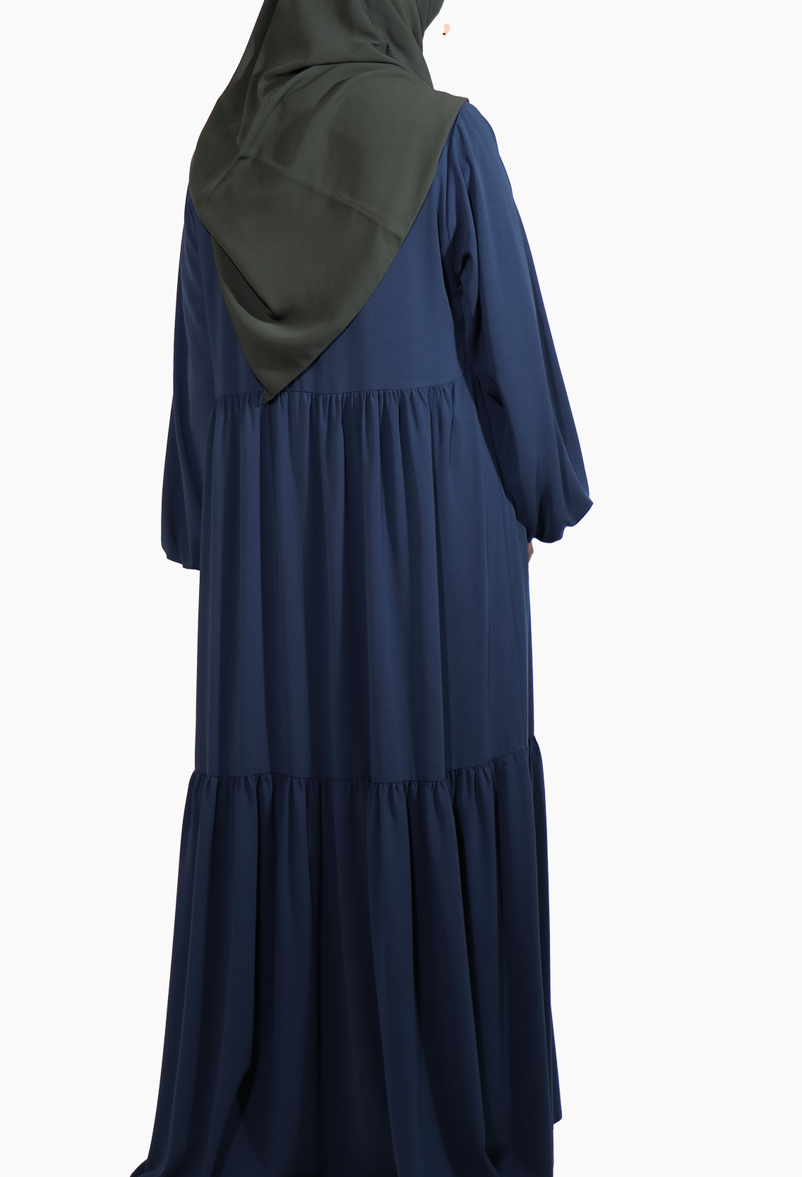 MEDİNE İPEĞİ İKİ KATLI  ELBİSE - LACİVERT Elbise