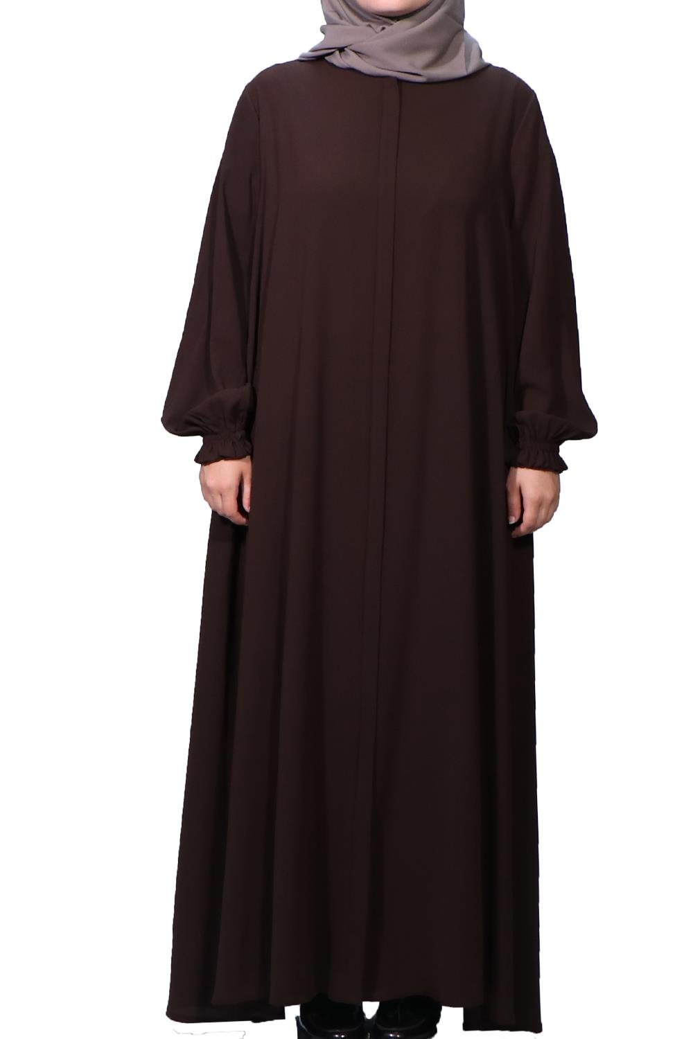 Medine İpeği Kloş Ferace - Kahverengi Ferace