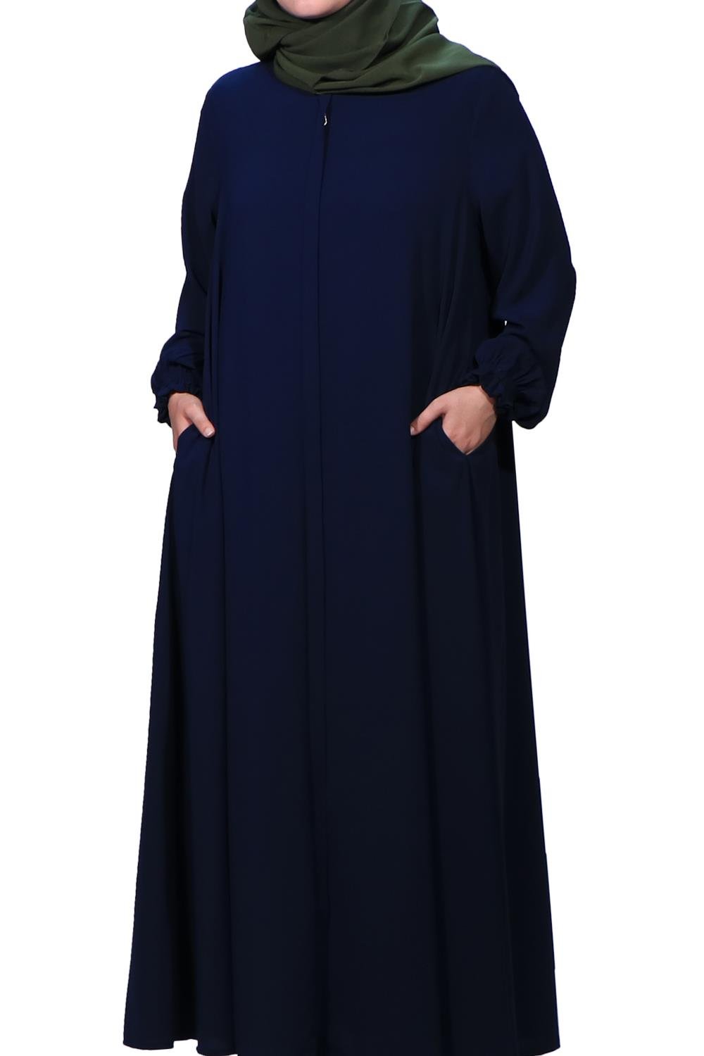 Medine İpeği Kloş Ferace - Lacivert Ferace