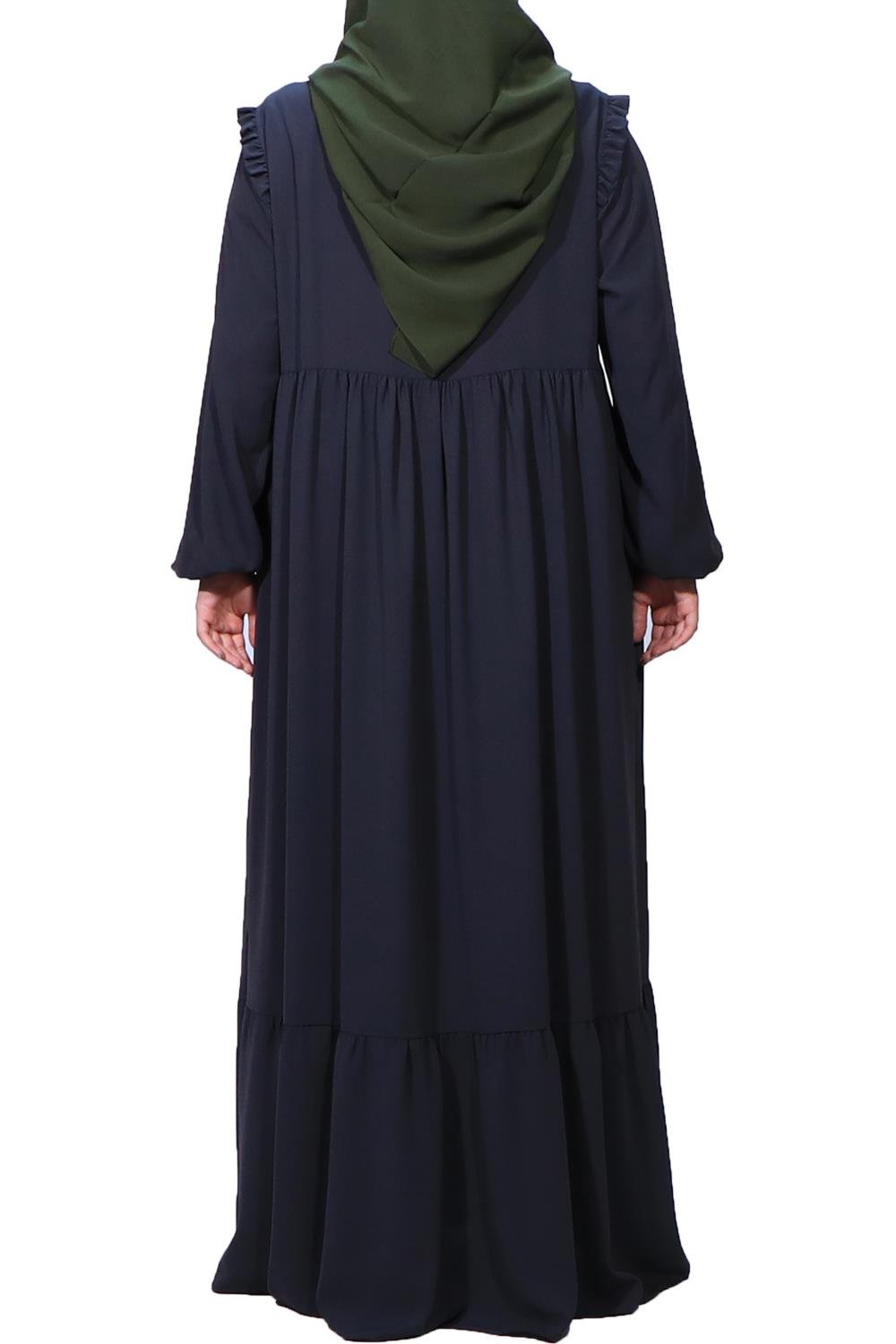 MEDİNE İPEĞİ  OMUZ  FIRFIRLI BÜZGÜLÜ FERACE - SİYAH Ferace