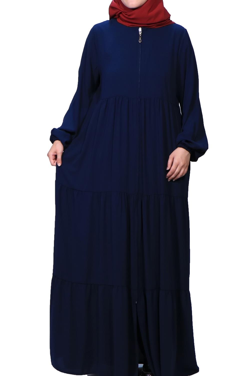 Medine İpeği Üç Kat Büzgülü Ferace-Laci Ferace