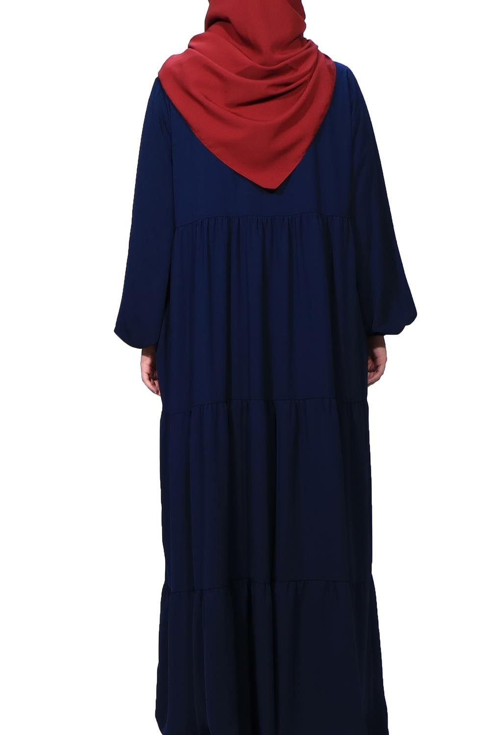 Medine İpeği Üç Kat Büzgülü Ferace-Laci Ferace