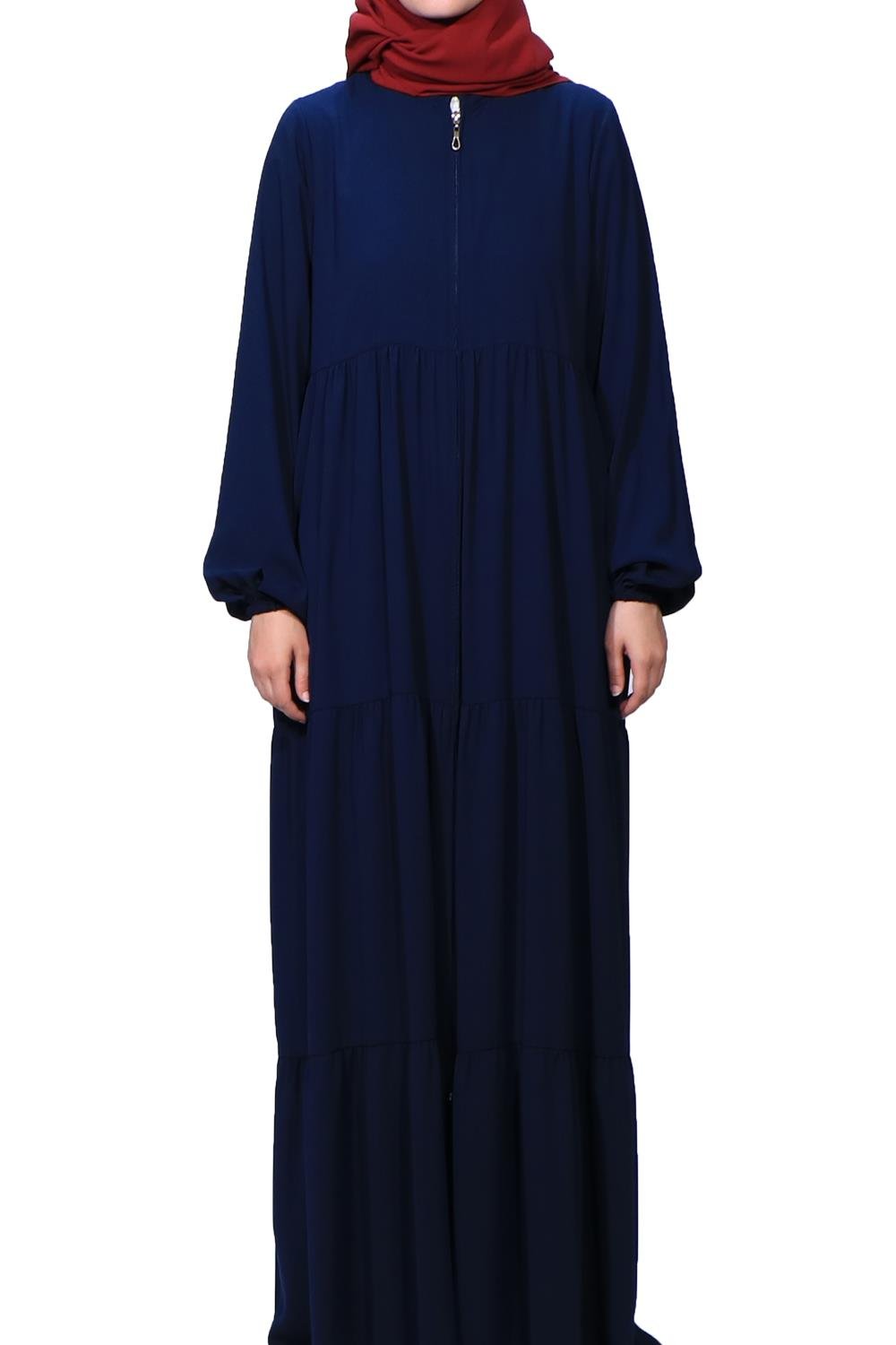 Medine İpeği Üç Kat Büzgülü Ferace-Laci Ferace