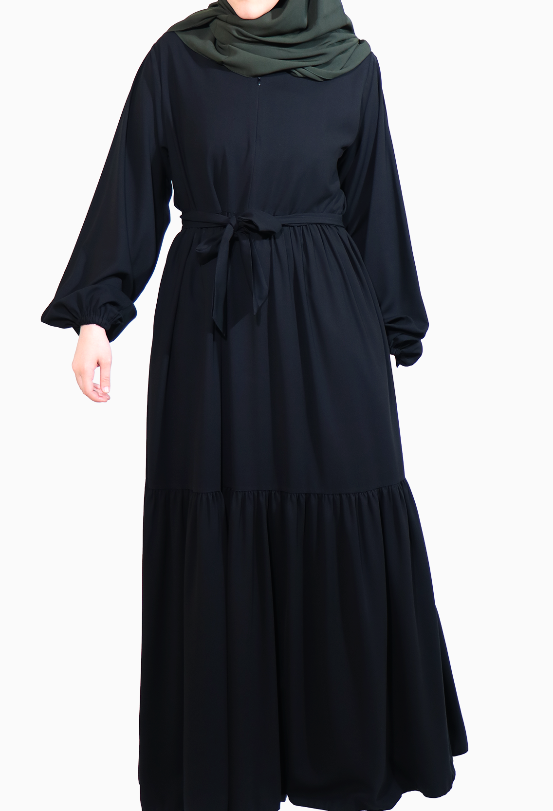 MEDİNE İPEĞİ İKİ KATLI ELBİSE - SİYAH Elbise