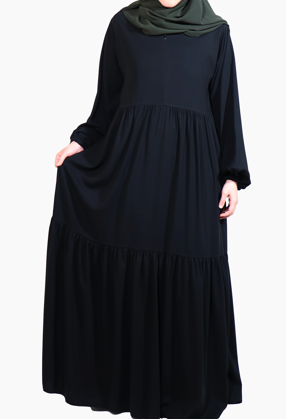 MEDİNE İPEĞİ İKİ KATLI ELBİSE - SİYAH Elbise