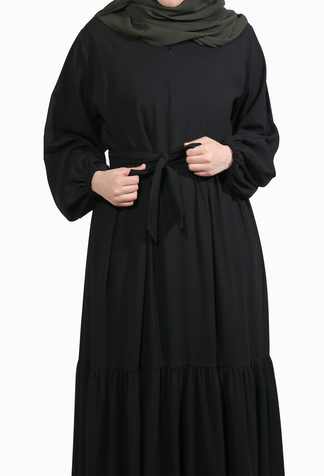 MEDİNE İPEĞİ İKİ KATLI ELBİSE - SİYAH Elbise