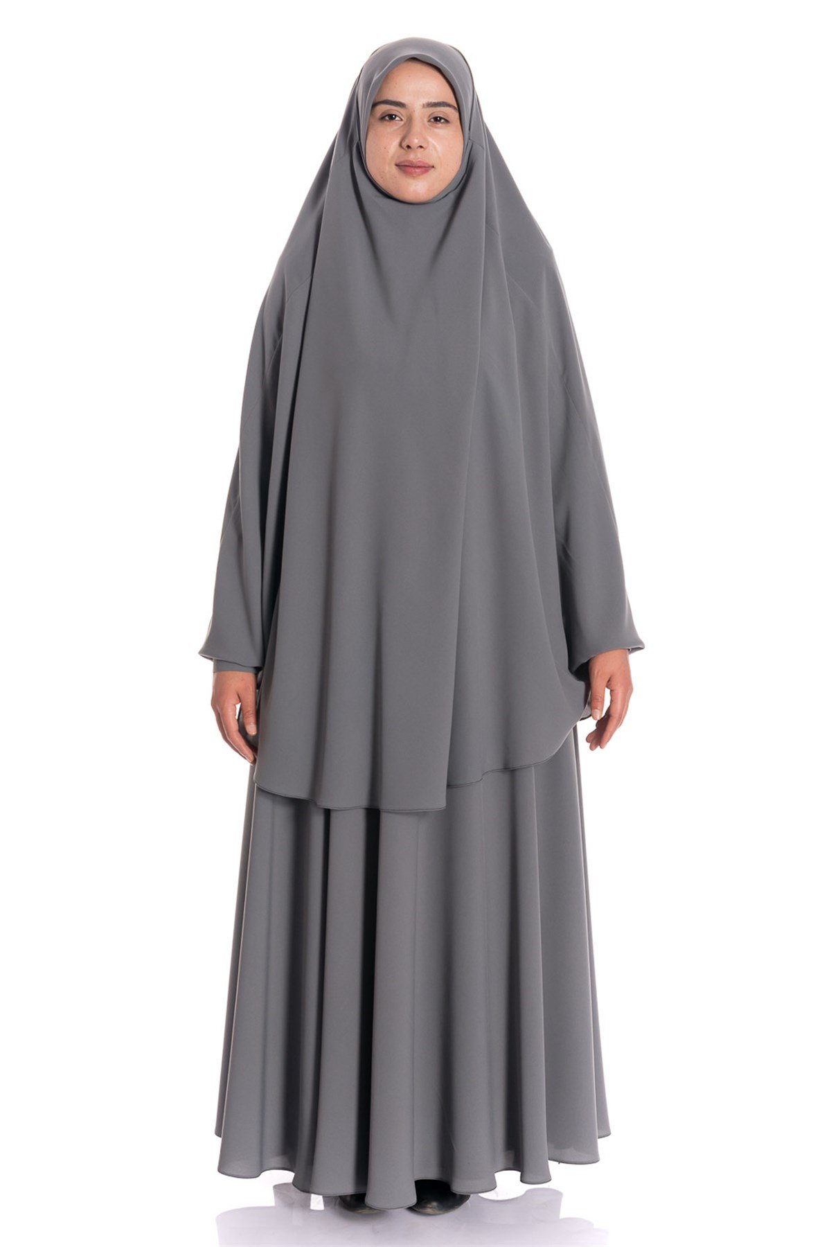 Sultanbaş İpek Peçeli Ayrı Gri Çarşaf Çarşaf