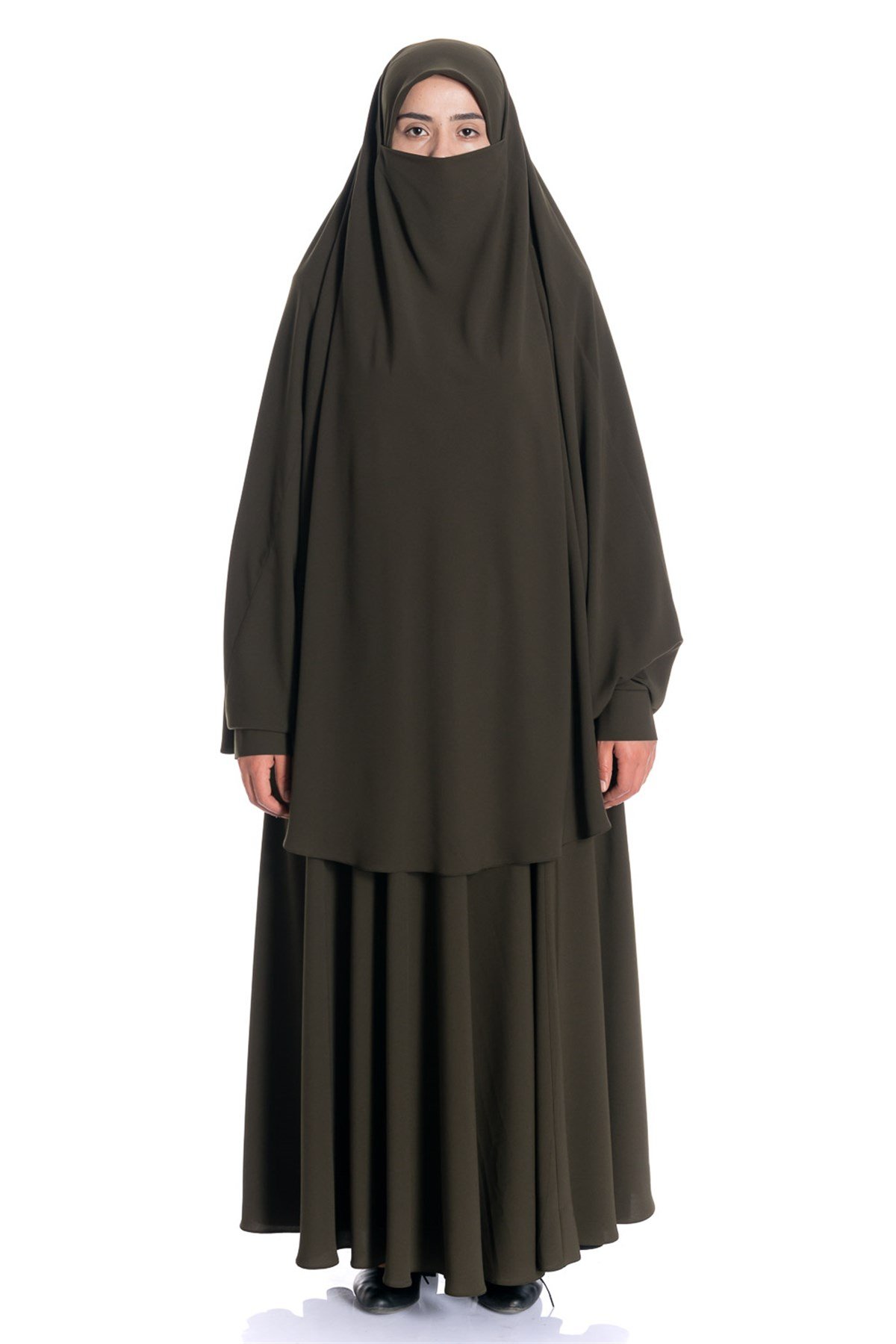 Sultanbaş Krep Peçeli Ayrı Haki Çarşaf Çarşaf