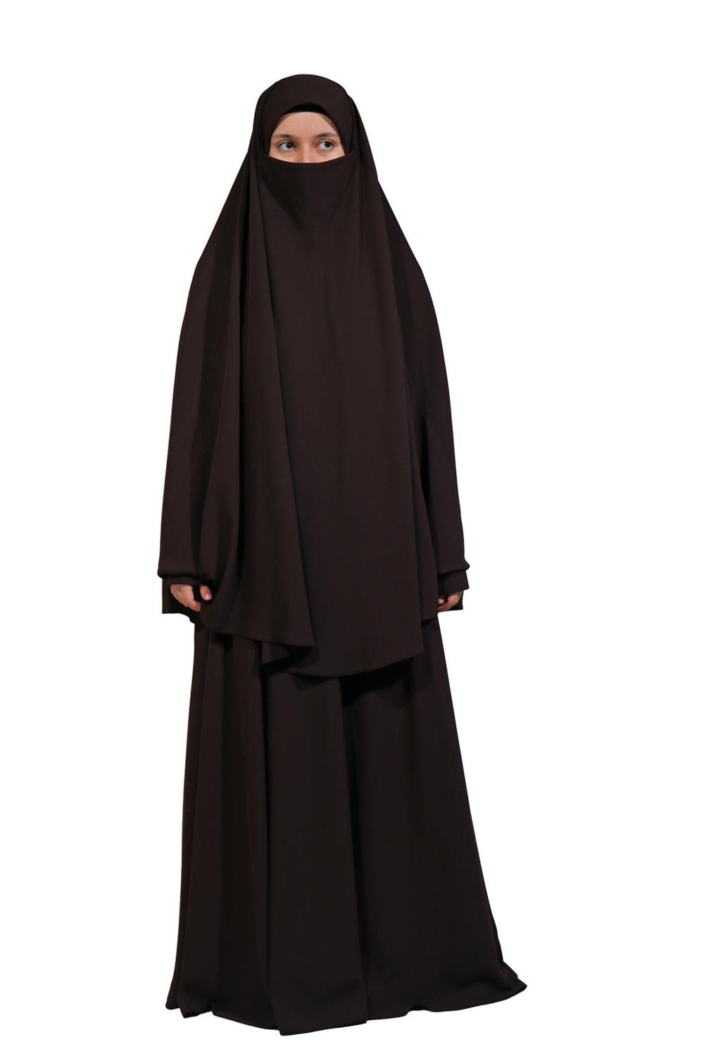 Sultanbaş Krep Peçeli Ayrı Kahve Çarşaf Çarşaf