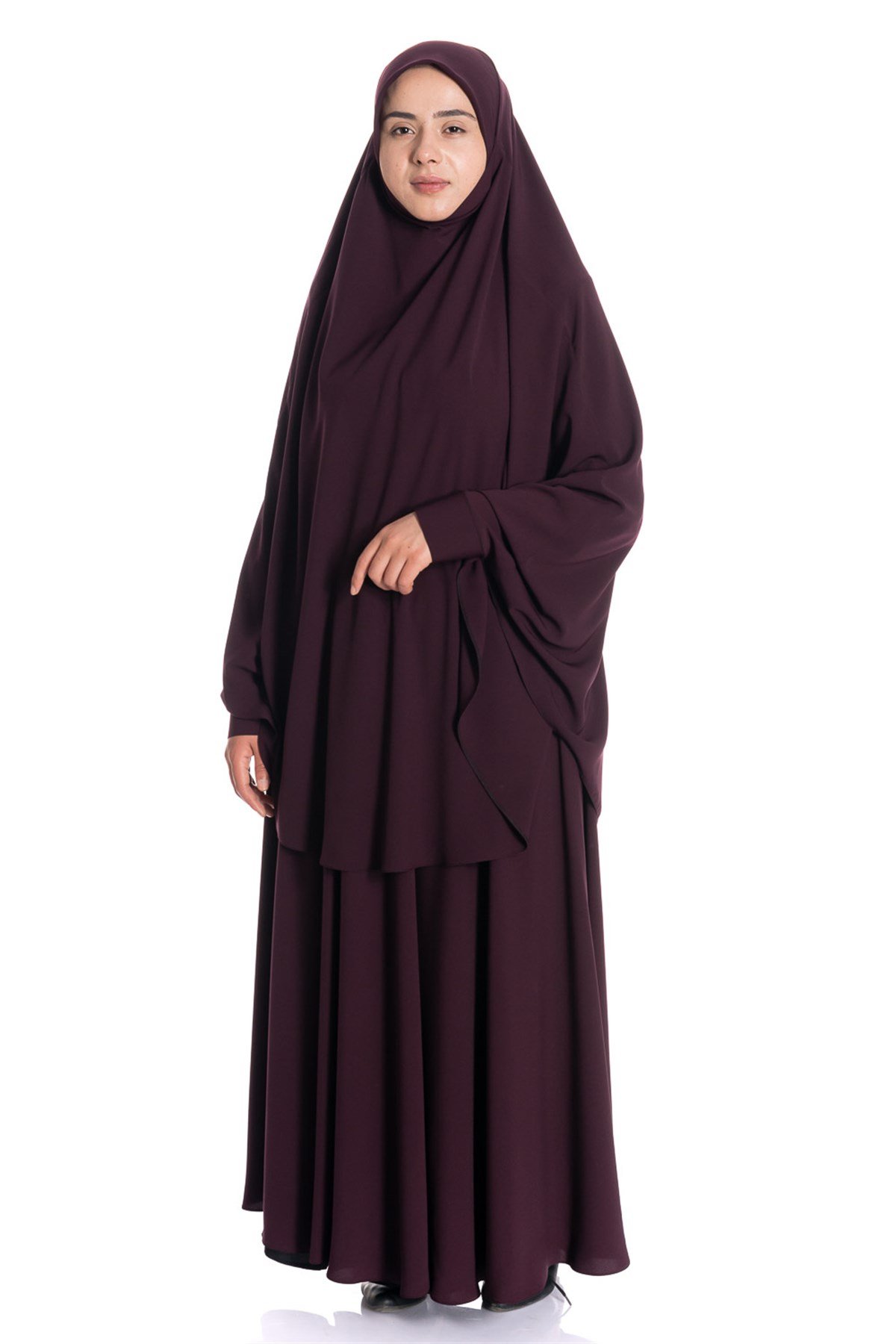 Sultanbaş Krep Peçeli Ayrı Mürdüm Çarşaf Çarşaf