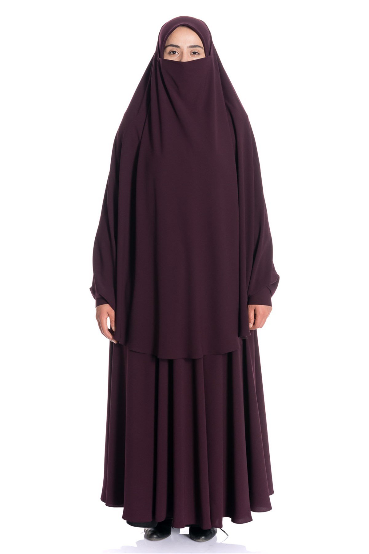 Sultanbaş Krep Peçeli Ayrı Mürdüm Çarşaf Çarşaf