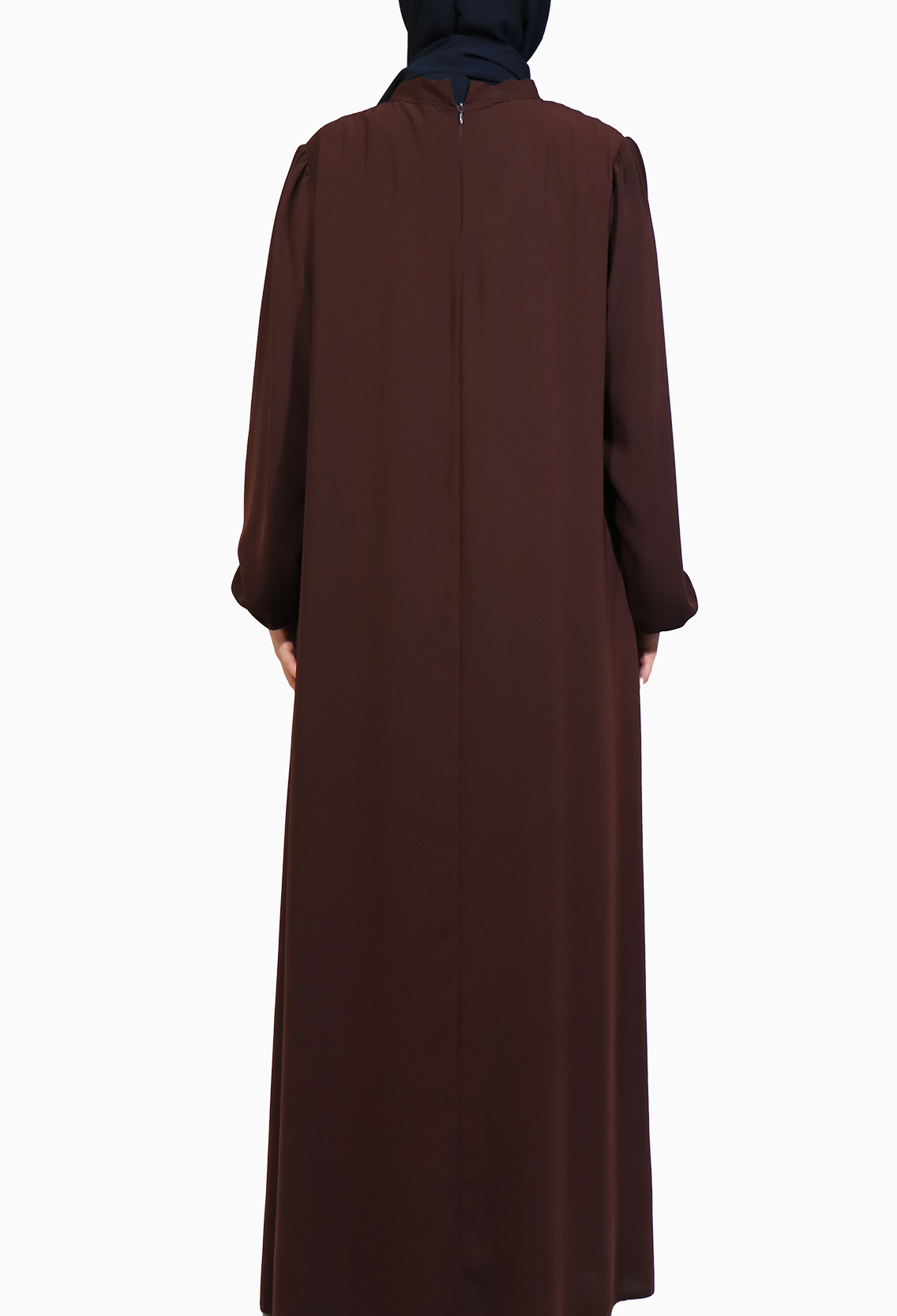 TAŞLI ÇAN ELBİSE MEDİNE İPEĞİ -KAHVE  Elbise