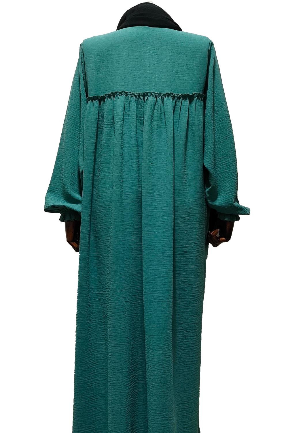 Yakası Büzgülü Salaş Elbise-Mürdüm-Aerobın  Elbise