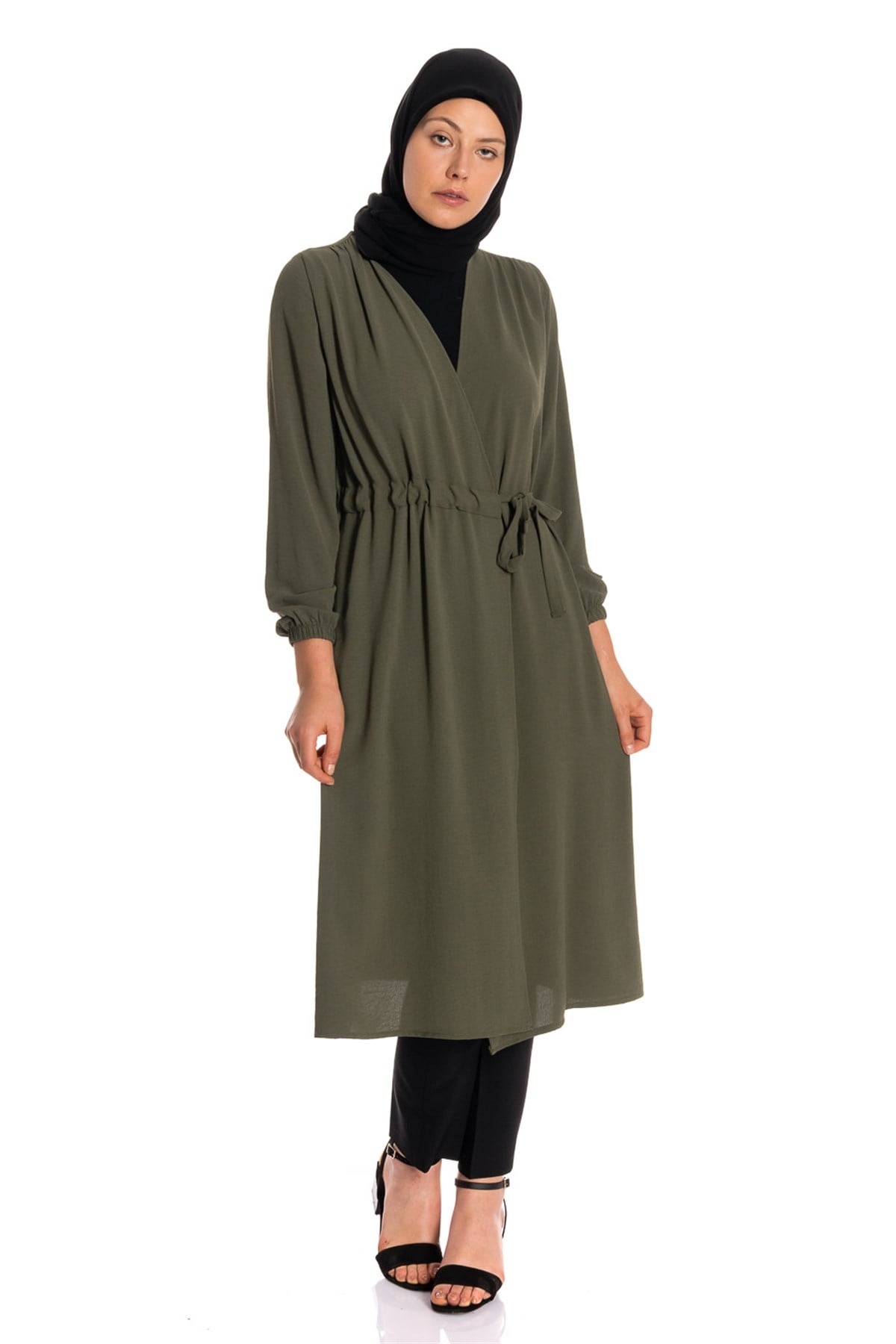 Yandan Bağlamalı Giy Çık Haki Tunik Tunik