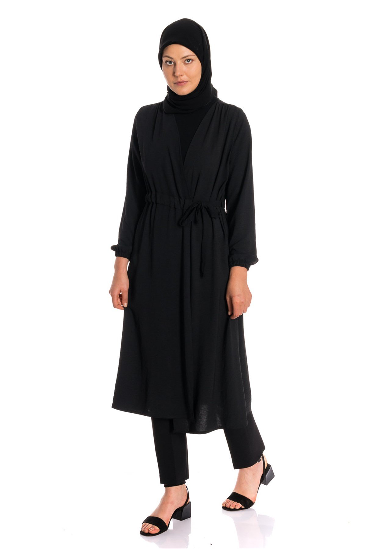 Yandan Bağlamalı Giy Çık Siyah Tunik Tunik