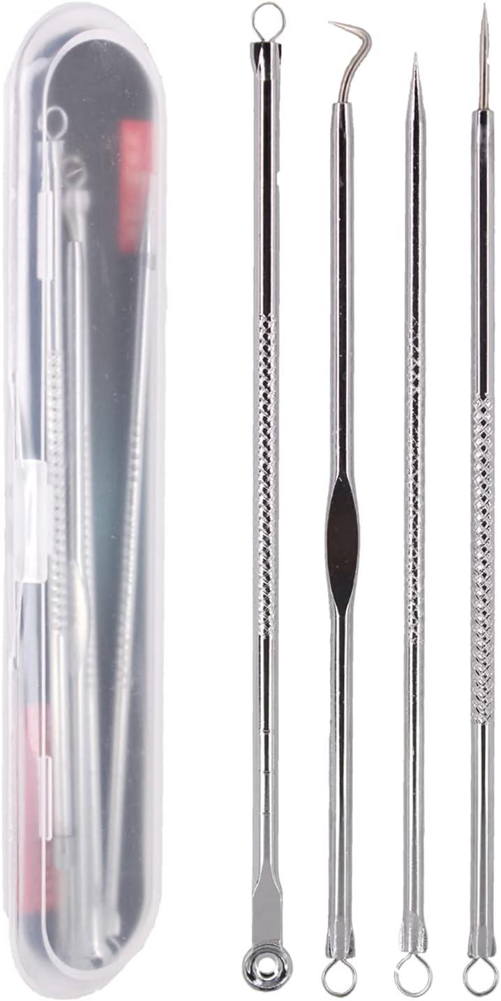 4 Parça Kutulu Paslanmaz Çelik Sivilce Akne Ve Siyah Nokta Temizleme Komedon Aleti