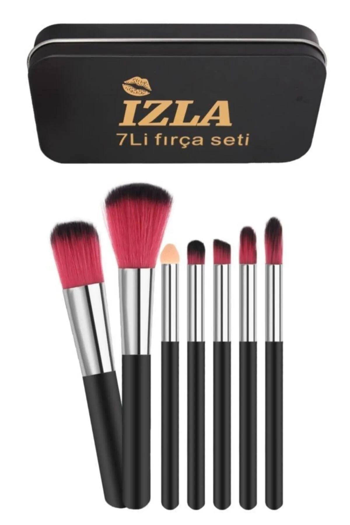 7 Adet Makyaj Fırça Seti Metal Kutuda Siyah
