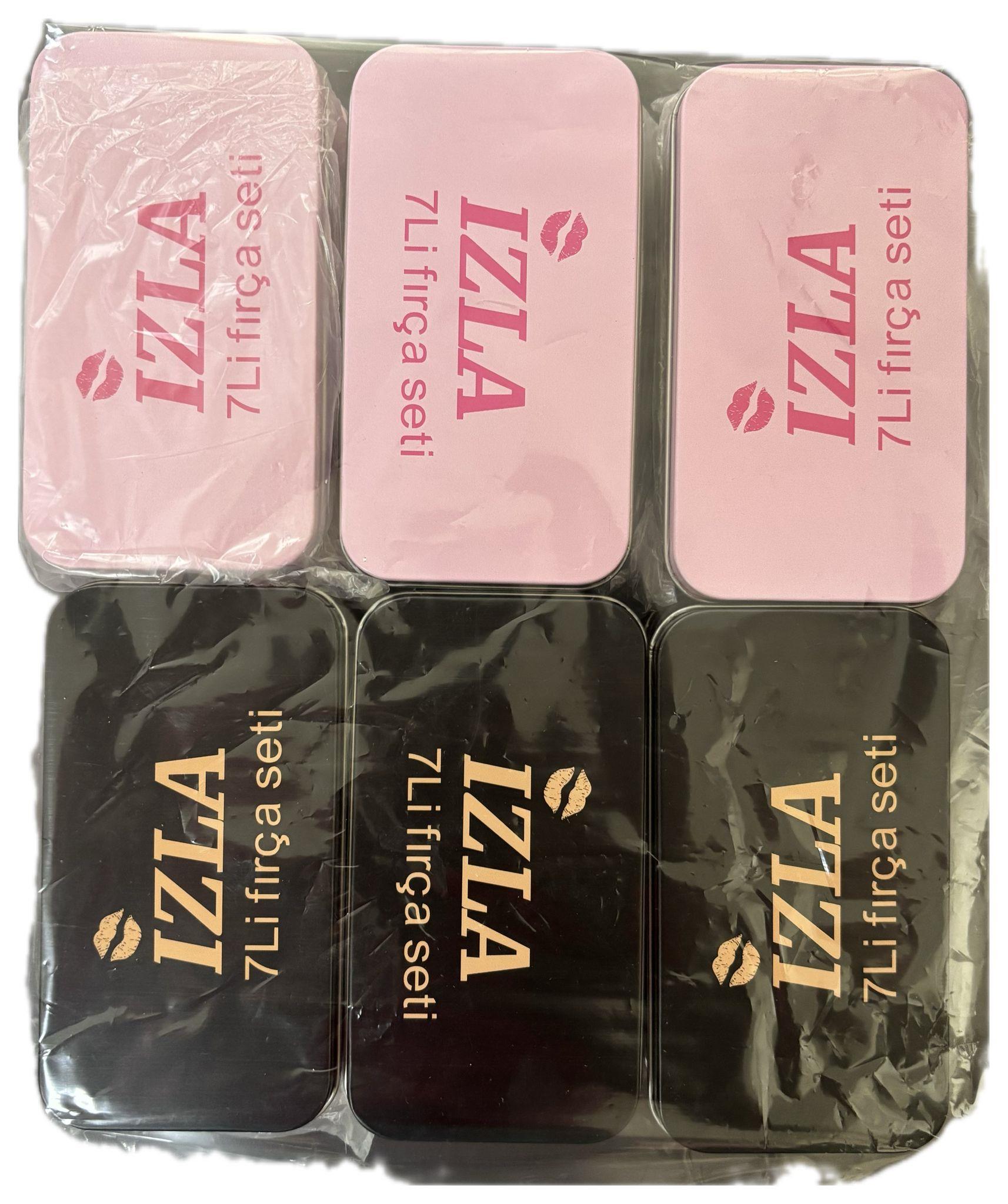 7 Adet Makyaj Fırça Seti Metal Kutuda Siyah