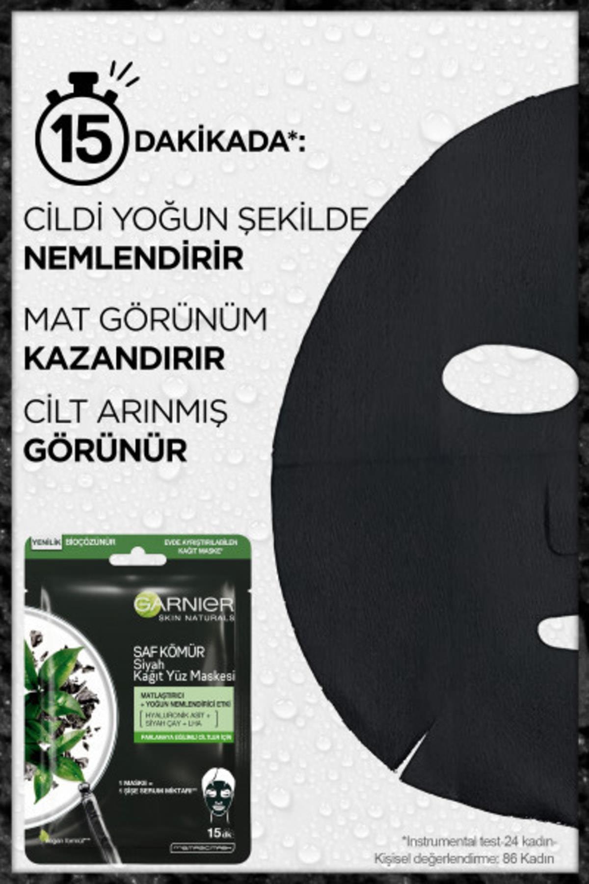 Garnier Siyah Çay Kömürlü Kağıt Yüz Maskesi