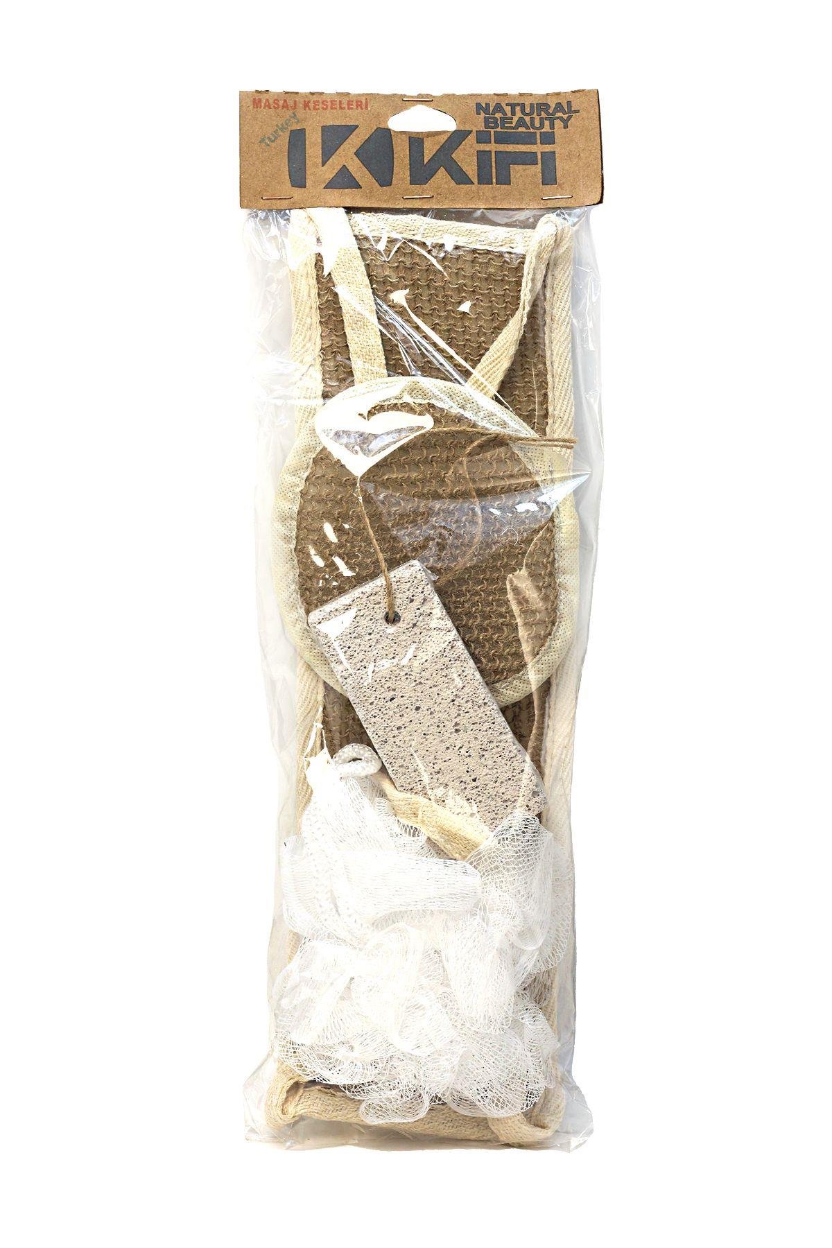 Kifi Doğal Sisal 4 'lü Lif Banyo Seti KF-1000