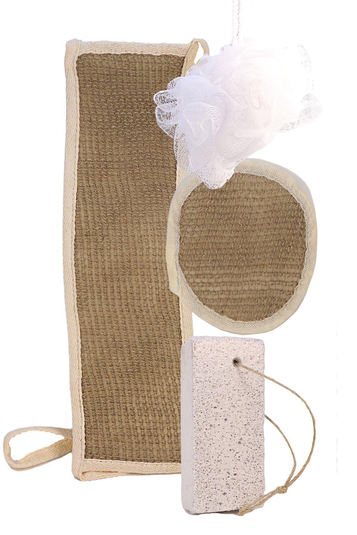 Kifi Doğal Sisal 4 'lü Lif Banyo Seti KF-1000