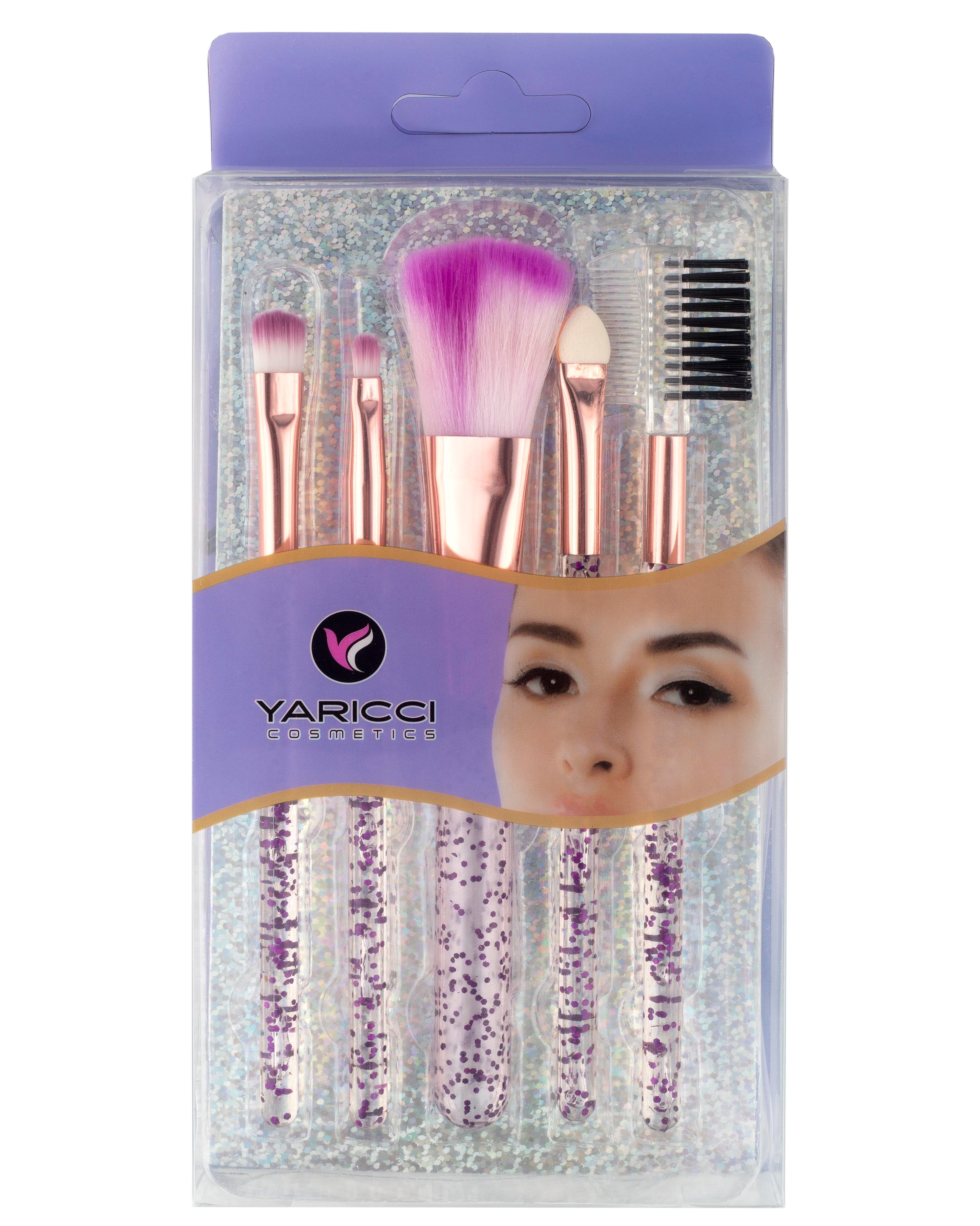 Kutulu Işıltılı 5 Adet Makyaj Fırça Seti Lila