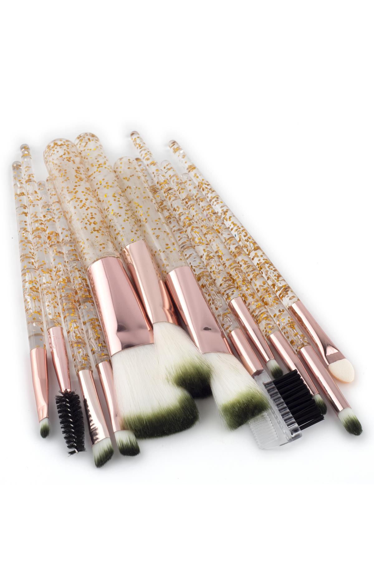 Kutulu Parıltılı 12 Adet Makyaj Fırça Seti Yeşil