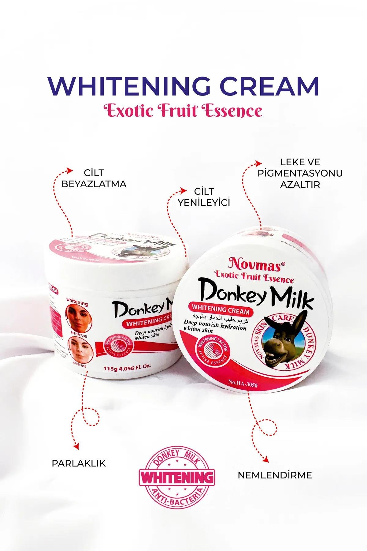 NOVMAS Donkey Milk Cilt Beyazlatıcı, Aydınlatıcı ve Leke Karşıtı Krem-With Naturel VitaminC & Collagen 115ml Pembe