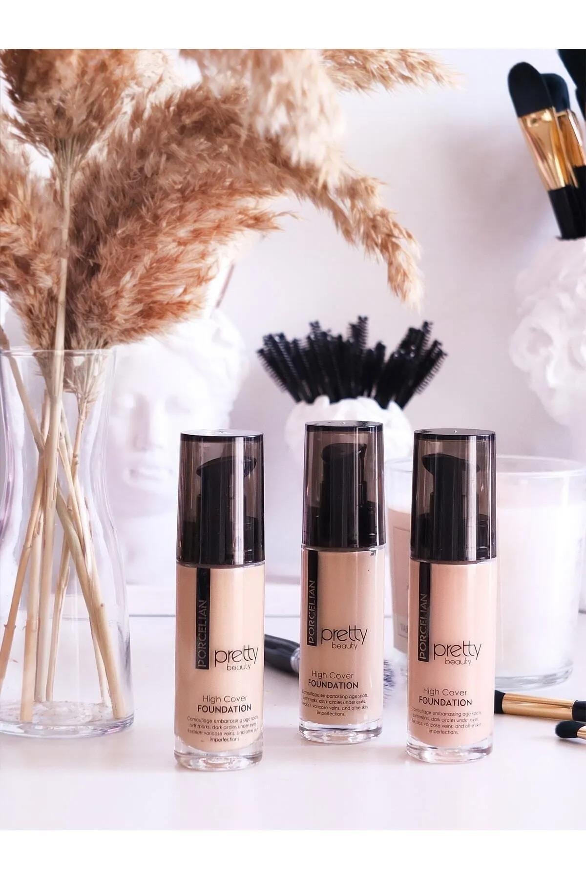 Pretty Beauty High Cover Yüksek Kapatıcı Etkili Porselen Fondöten No:3