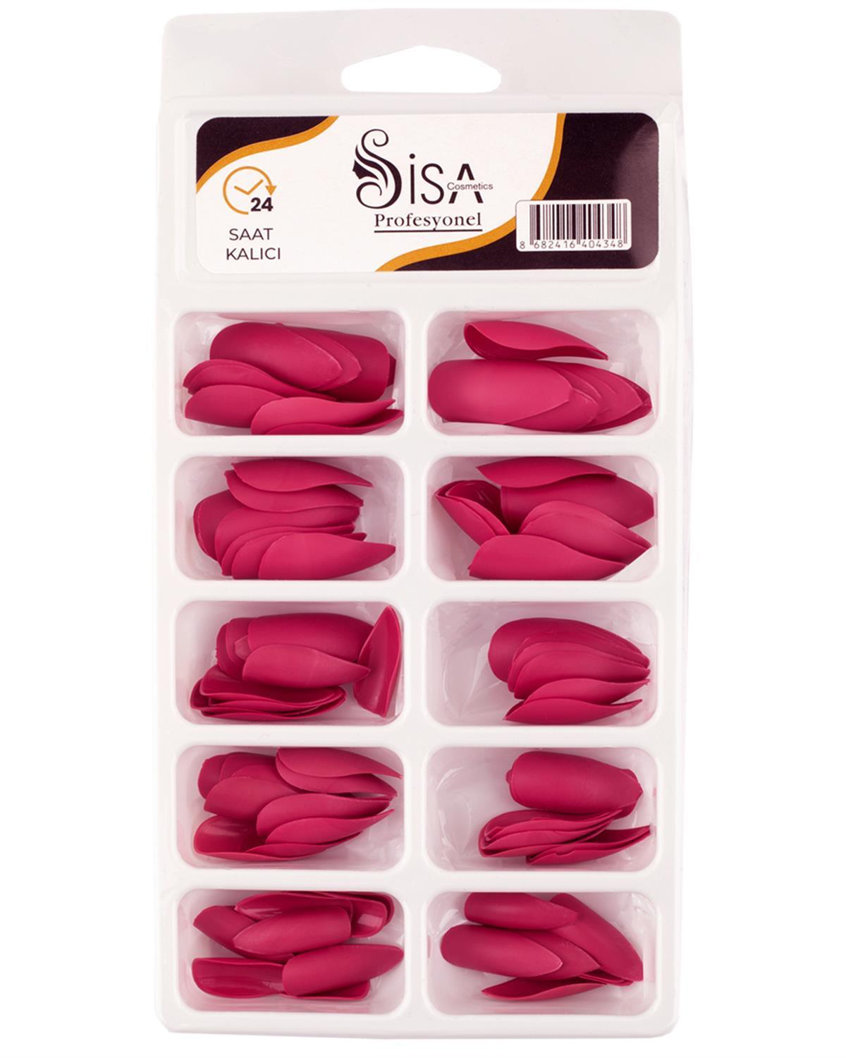 Profesyonel 100'lü Kutulu Badem Fuşya Takma Tırnak