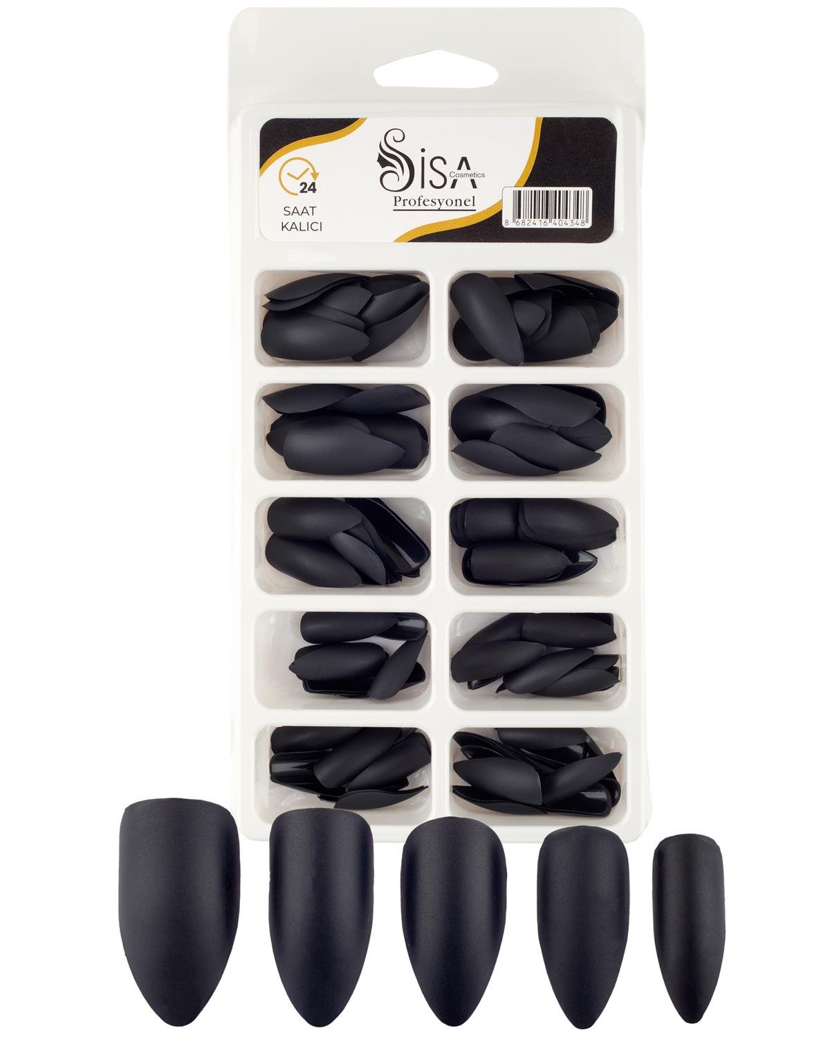 Profesyonel 100'lü Kutulu Badem Siyah Takma Tırnak