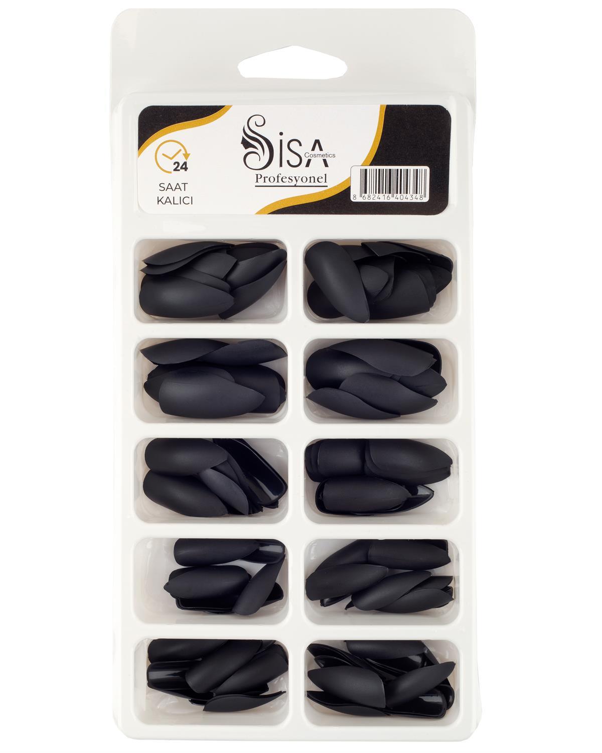 Profesyonel 100'lü Kutulu Badem Siyah Takma Tırnak