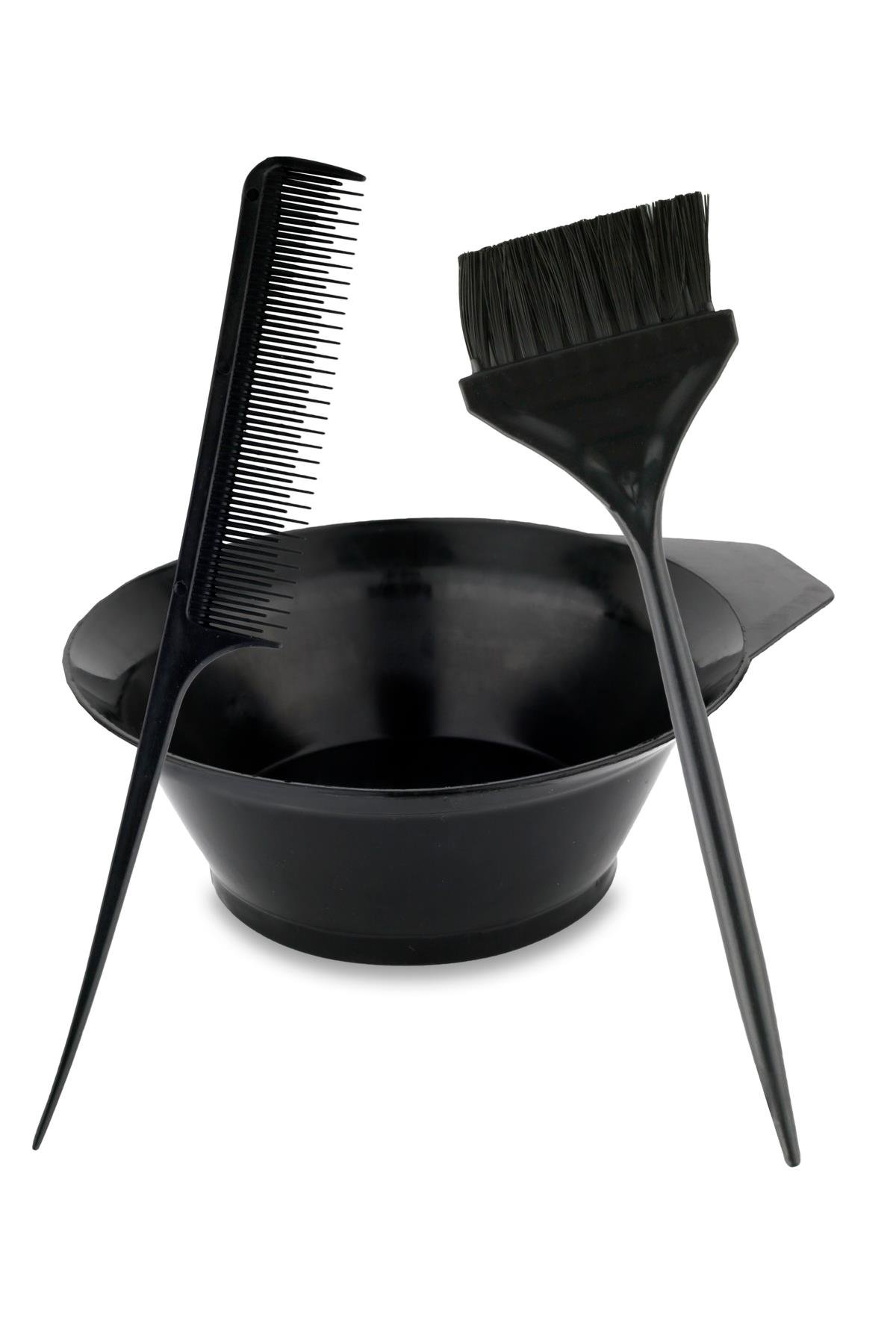 Saç Boyama Seti - Saç Boya Fırçası , Krepe Tarağı , Boya Kabı