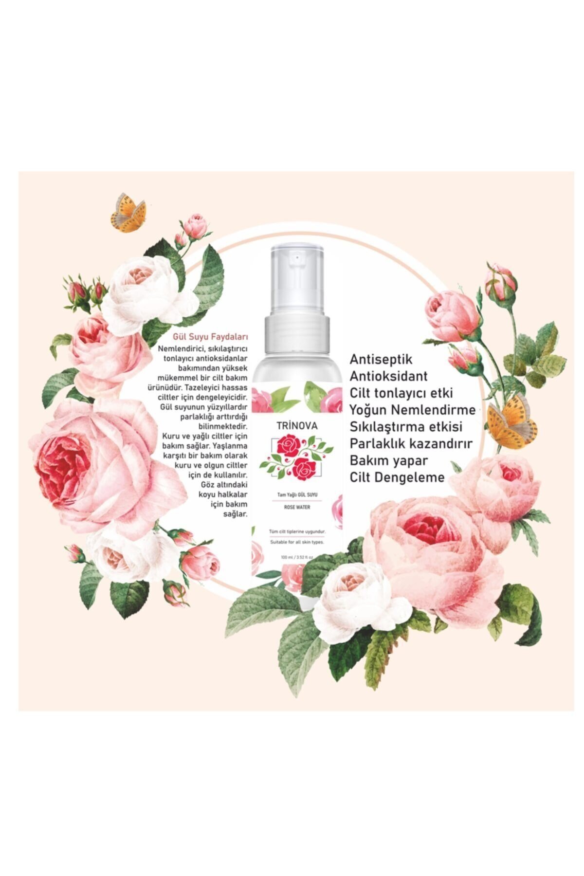 Trinova Tam Saf Gül Suyu 100ml