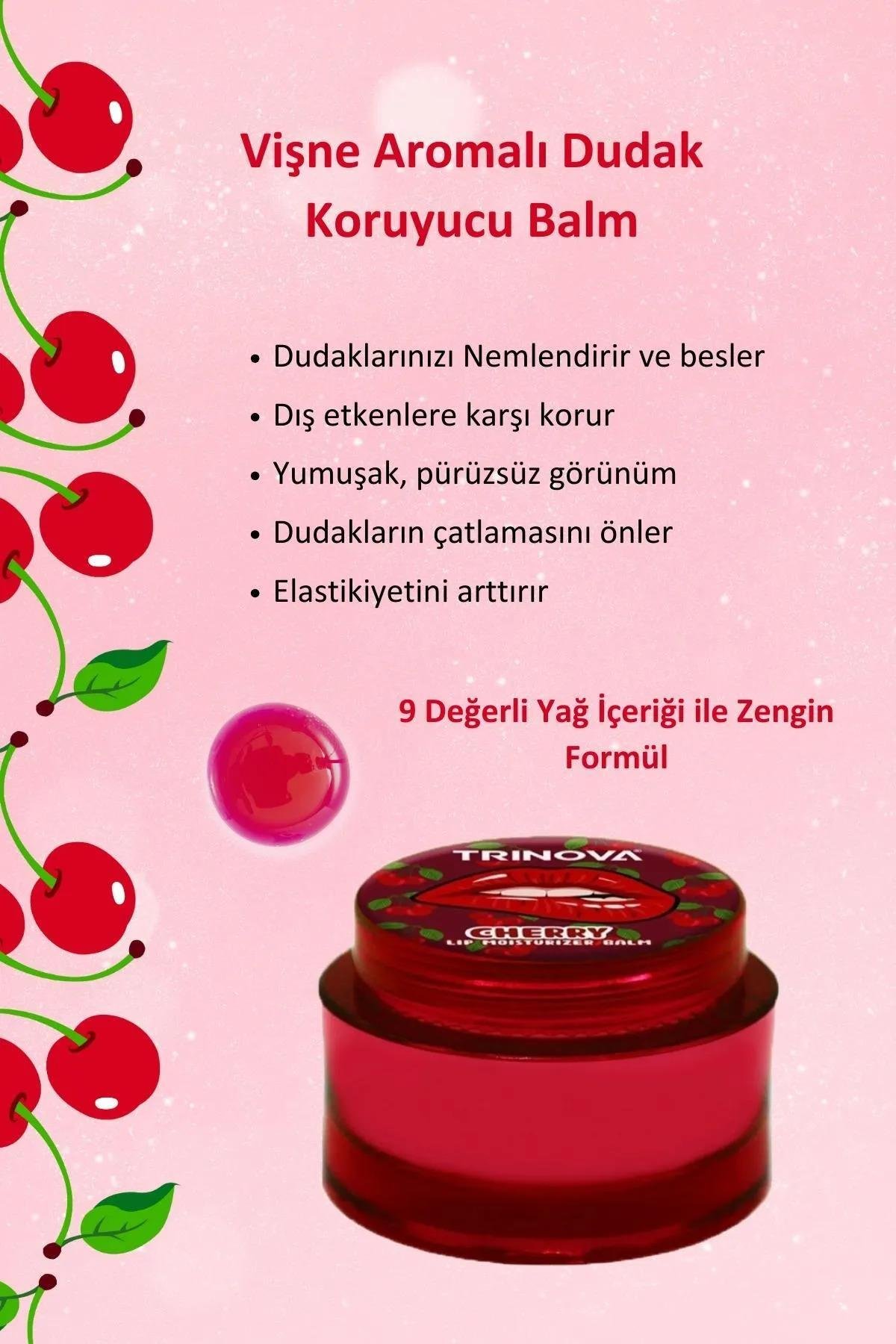 Trinova Vişne Aramalı Dudak Koruyucu Balm 15ml