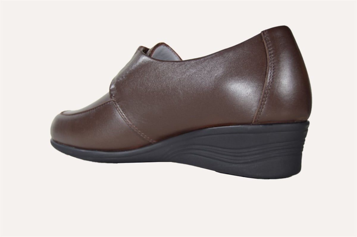 AyakkabıOrtopedia Kadın Hallux Diabetic Ayakkabı Kahve Deri - 1005