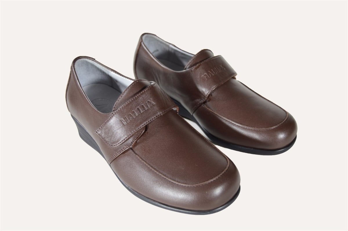 AyakkabıOrtopedia Kadın Hallux Diabetic Ayakkabı Kahve Deri - 1005