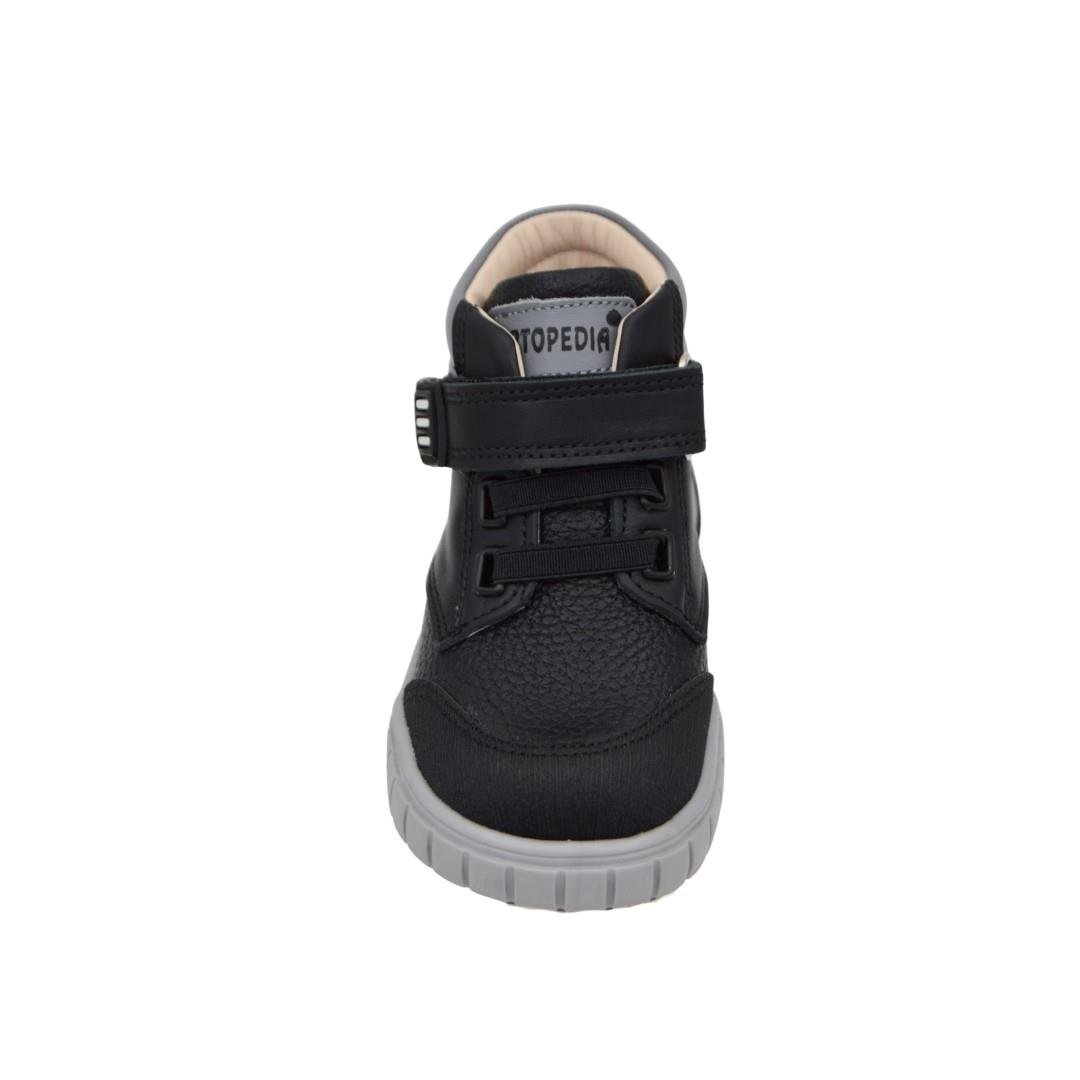 BotOrtopedia Bebek Deri Bot 1543 - SİYAH-GRİ