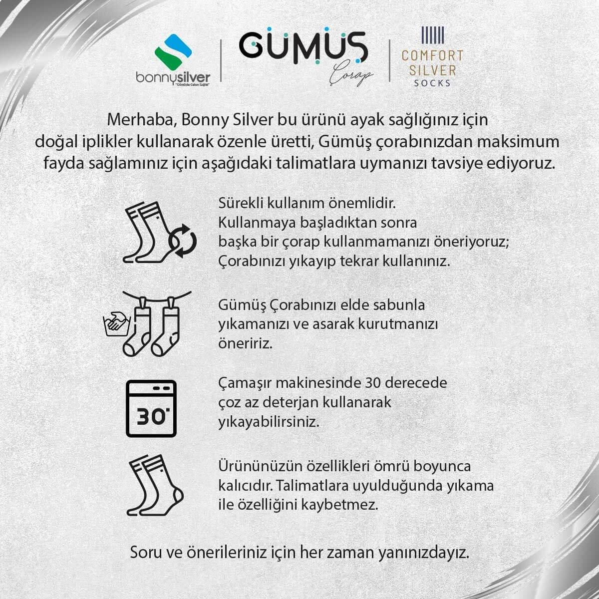 Gümüş ÇorapBonny Silver Diyabetik Soket Kadın Gümüş Çorap %22 SİYAH