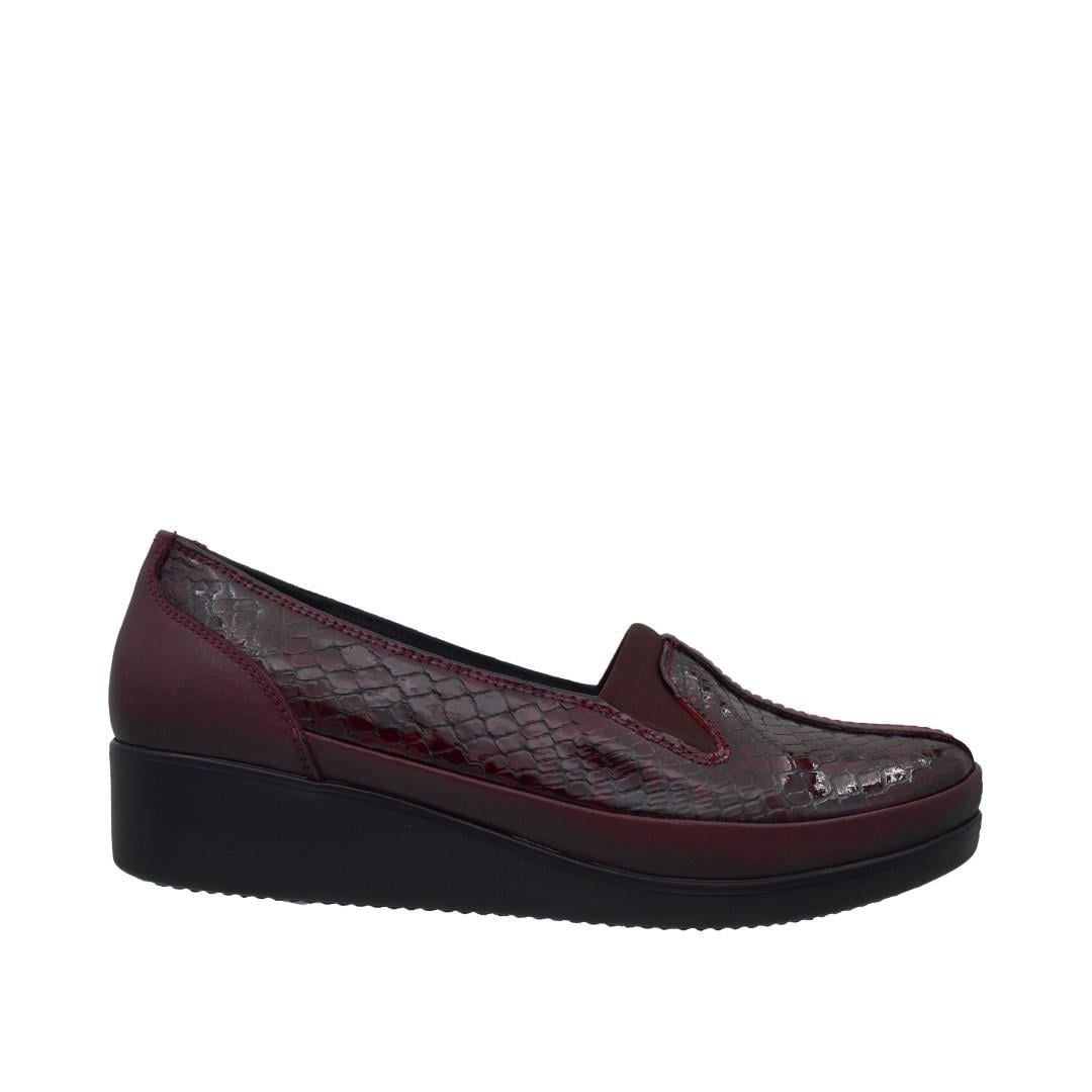 KategorisizOrtopedia Kadın Deri Ayakkabı 1167 - BORDO MISIR CROCO