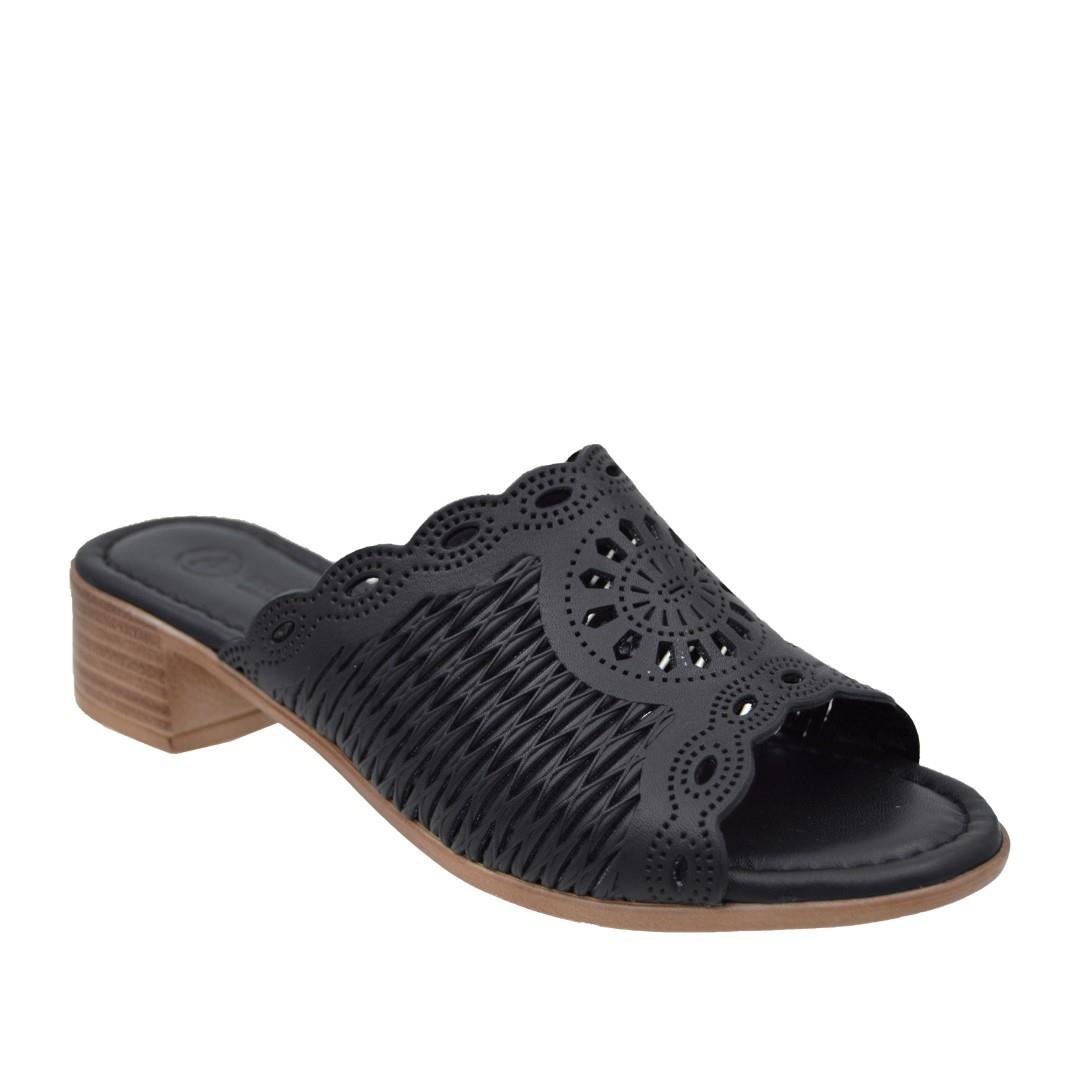 KategorisizOrtopedia Kadın Hakiki Deri Desenli Terlik 2196 SİYAH