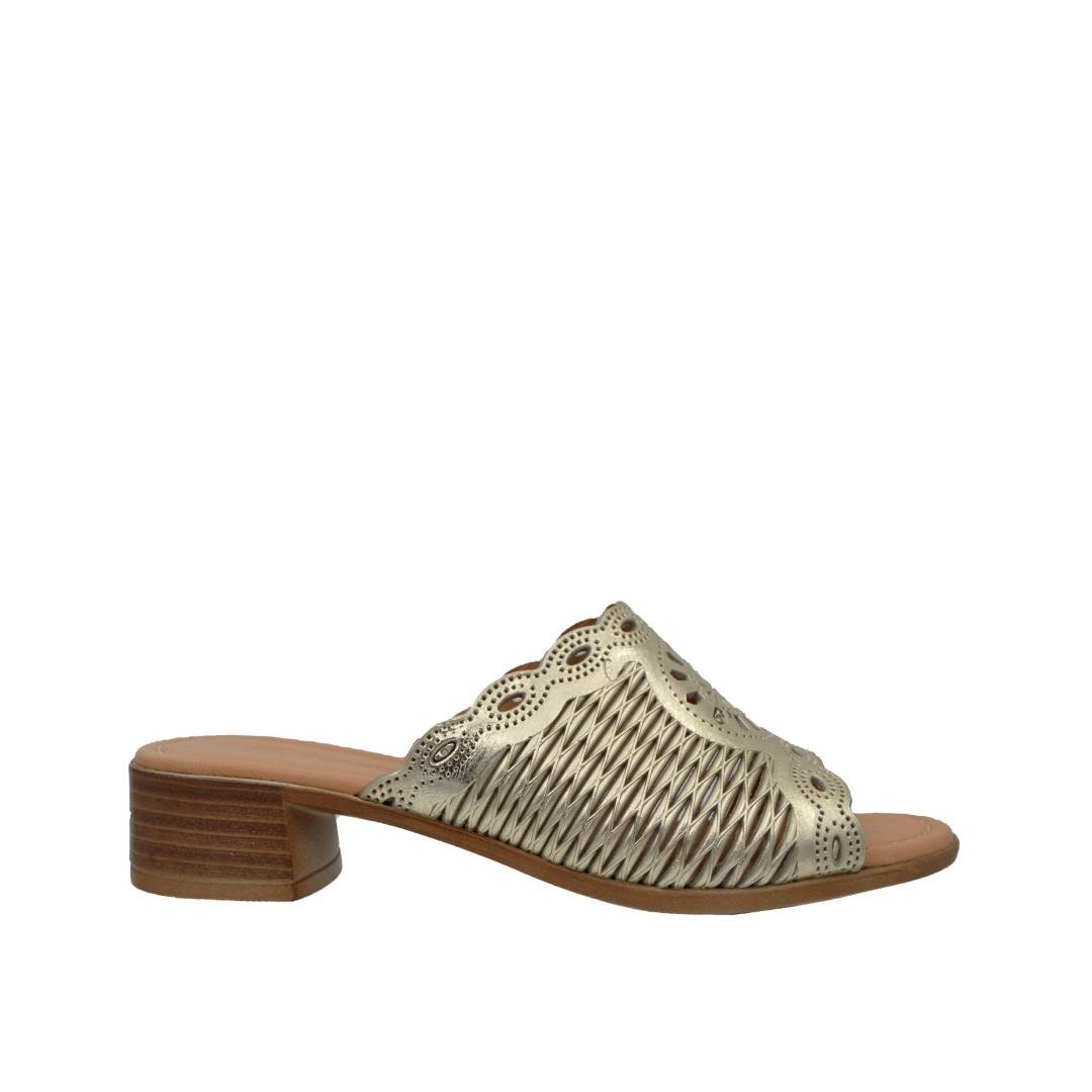 KategorisizOrtopedia Kadın Hakiki Deri Desenli Terlik 2196 ALTIN