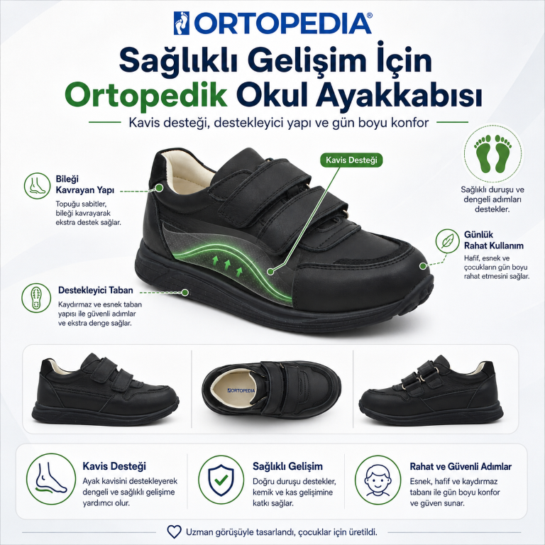 KategorisizOrtopedia Ortopedik Deri Çocuk Okul Ayakkabısı 2339 SİYAH