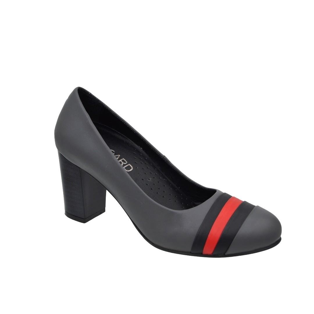 KategorisizOrtopedia THY Hostes Topuklu Ayakkabı – Hakiki Deri, Kaydırmaz, Orta Topuk 2254 GRİ