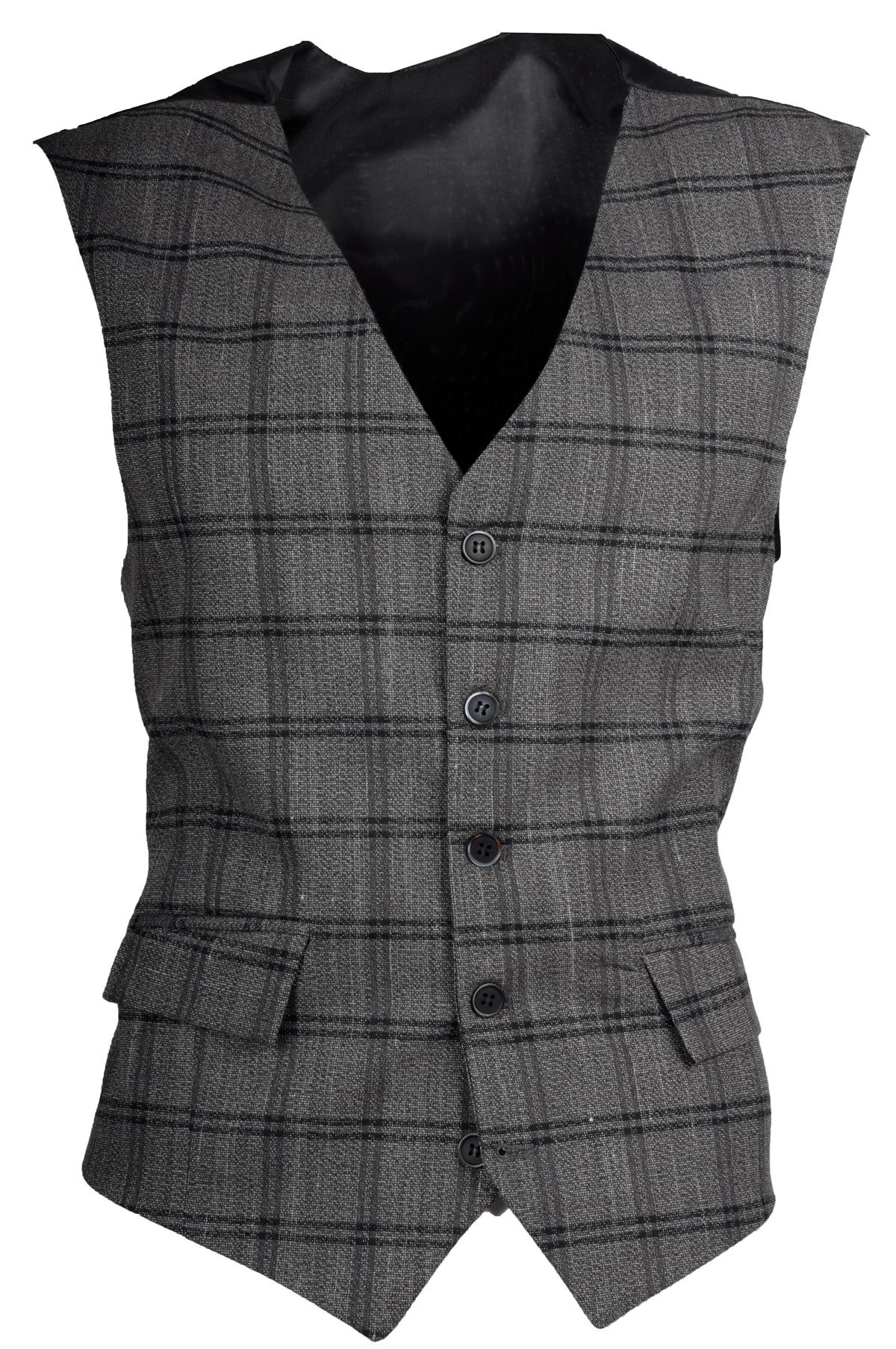 KOYU GRİ EKOSE MODEL SLİM FİT YELEK